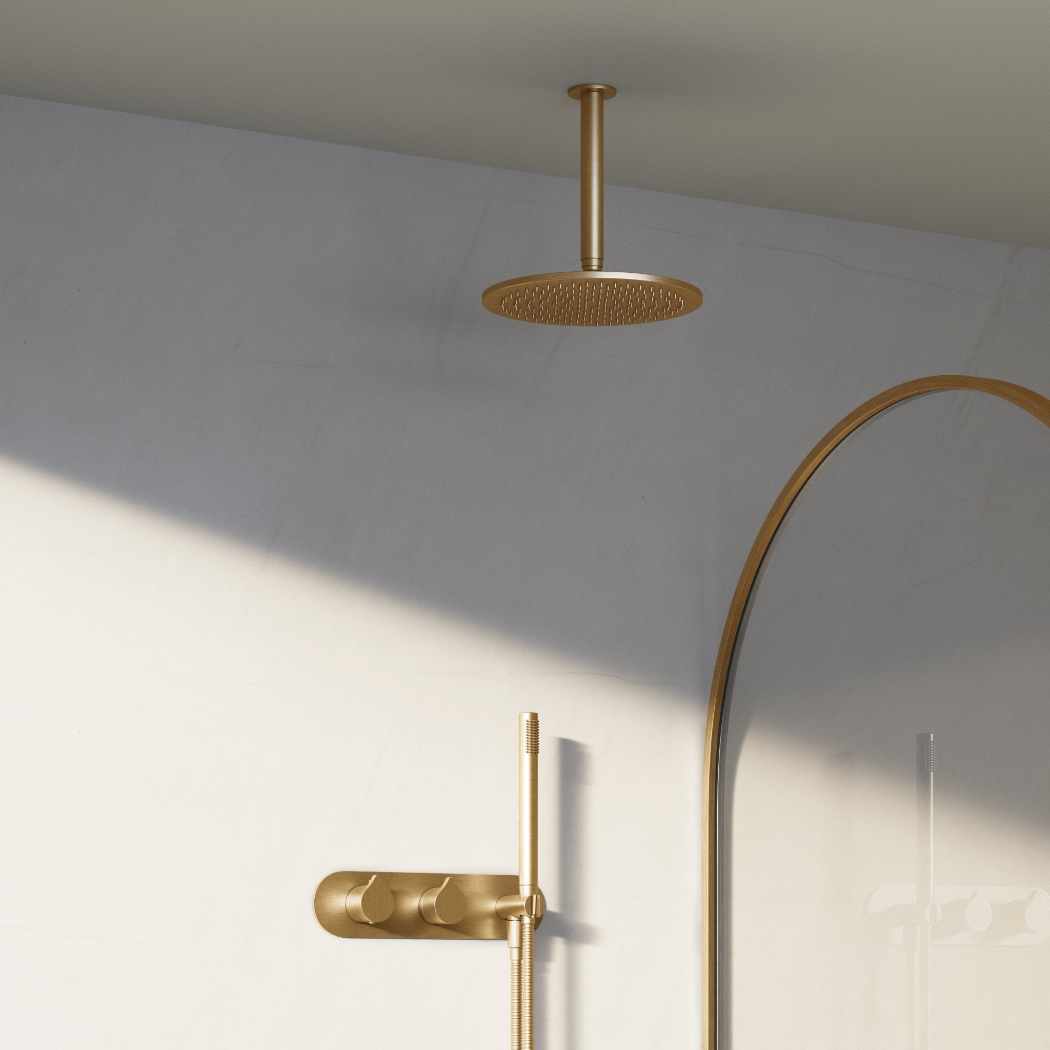 Image of Arc 2-Way Thermostatic Shower Set – Ceiling Mounted Overhead & Integrated Hand Shower - Cavari