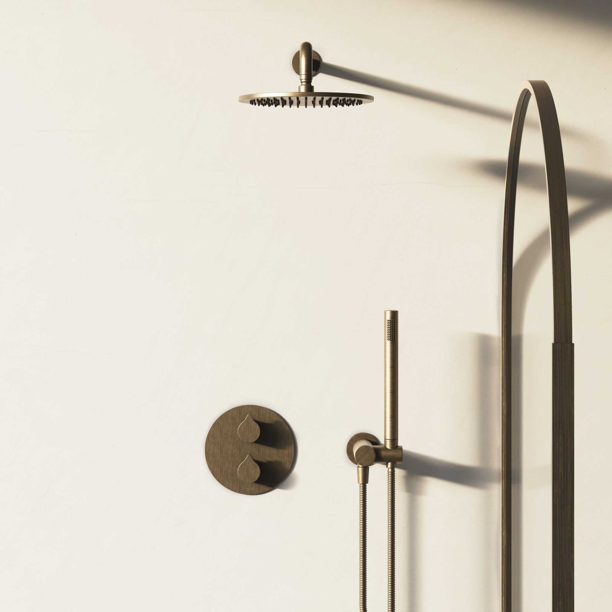 Image of Arc 2-Way Thermostatic Shower Set – Overhead & Angled Hand Shower - Cavari