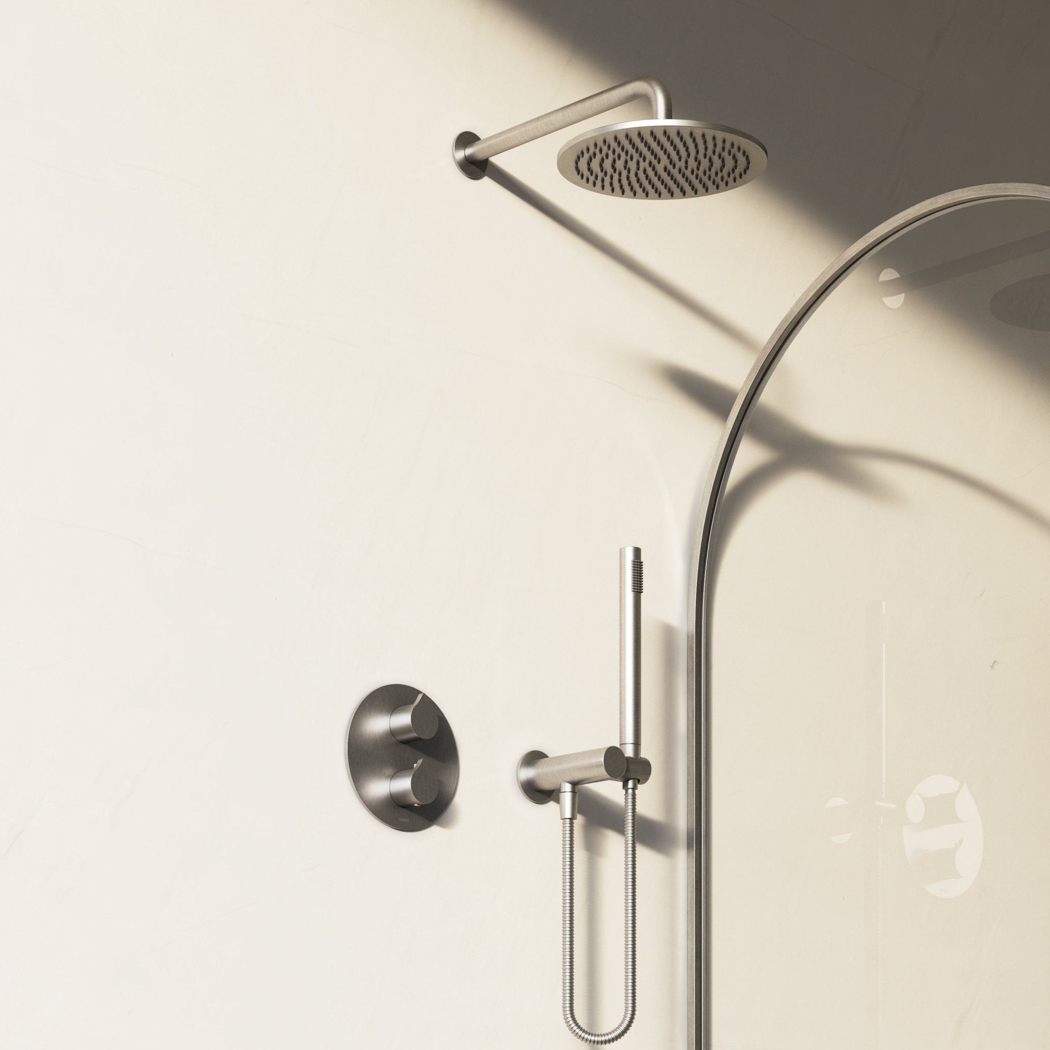 Image of Arc 2-Way Thermostatic Shower Set – Overhead & Angled Hand Shower - Cavari