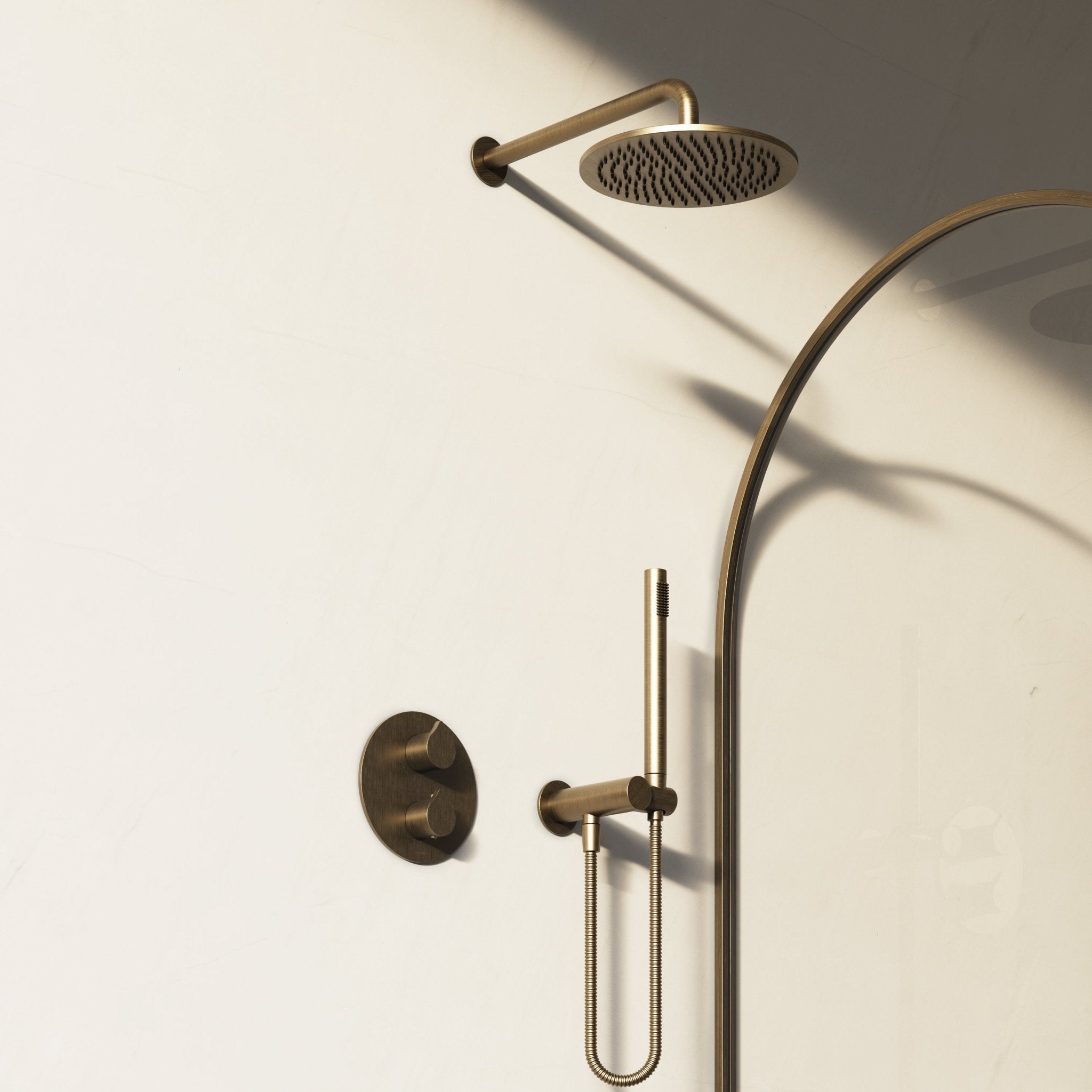 Image of Arc 2-Way Thermostatic Shower Set – Overhead & Angled Hand Shower - Cavari