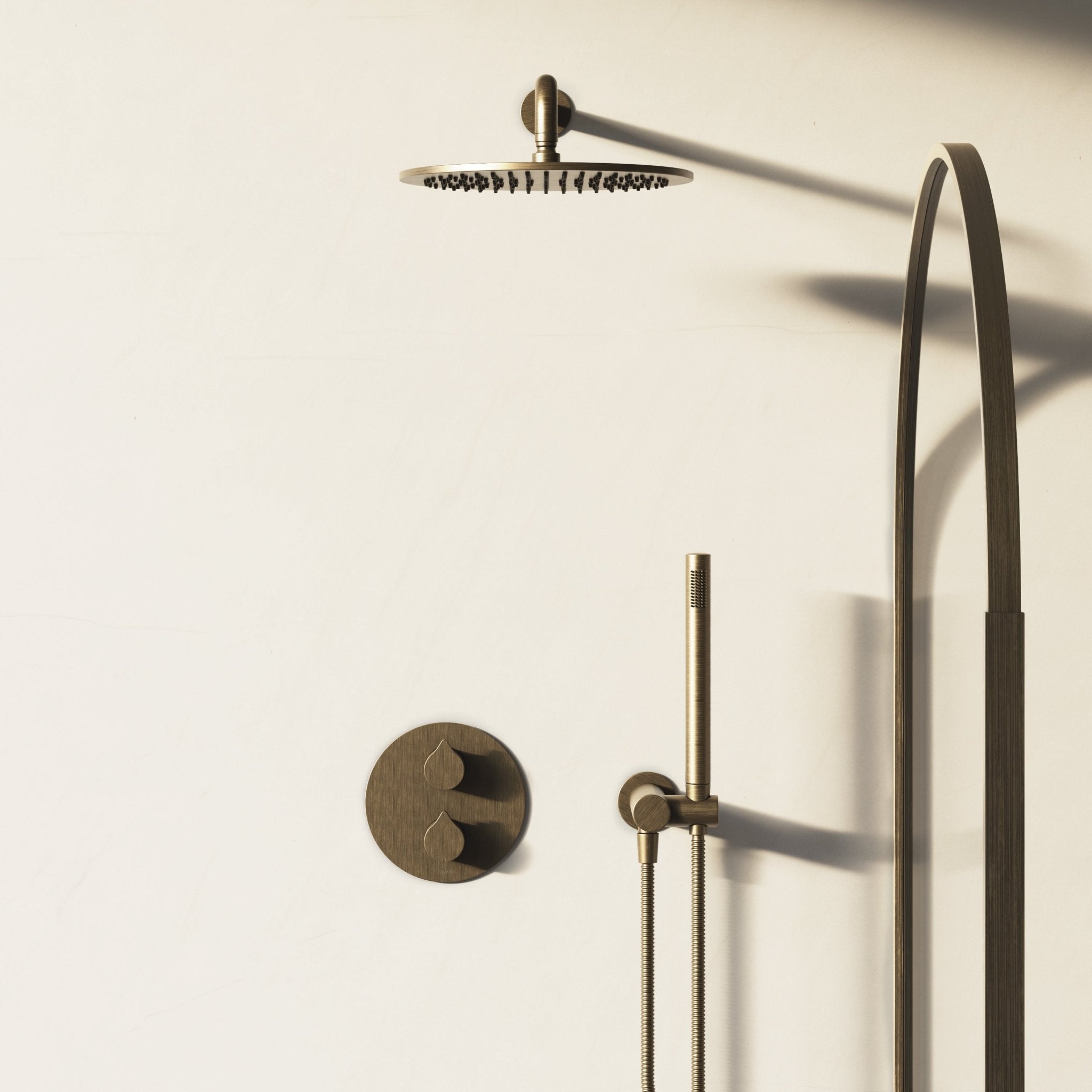 Image of Arc 2-Way Thermostatic Shower Set – Overhead & Angled Hand Shower - Cavari