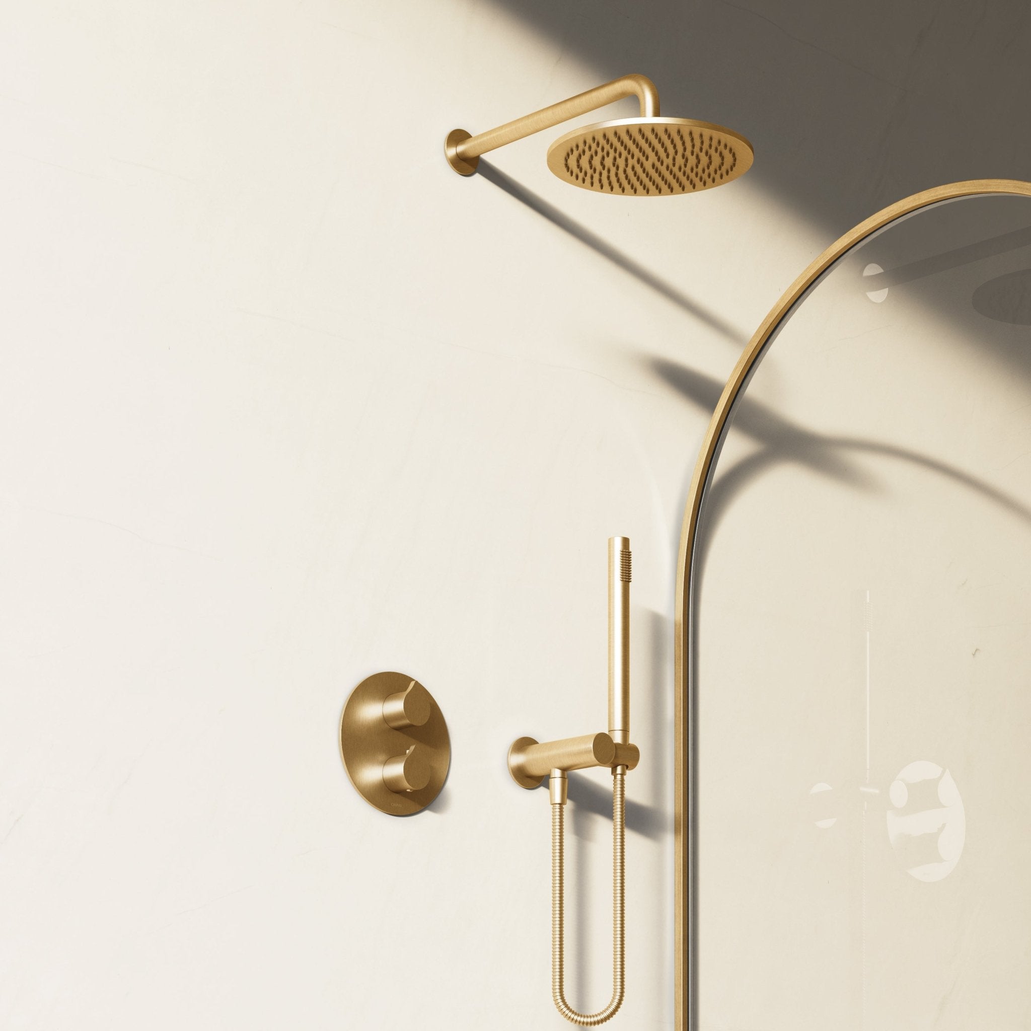 Image of Arc 2-Way Thermostatic Shower Set – Overhead & Angled Hand Shower - Cavari