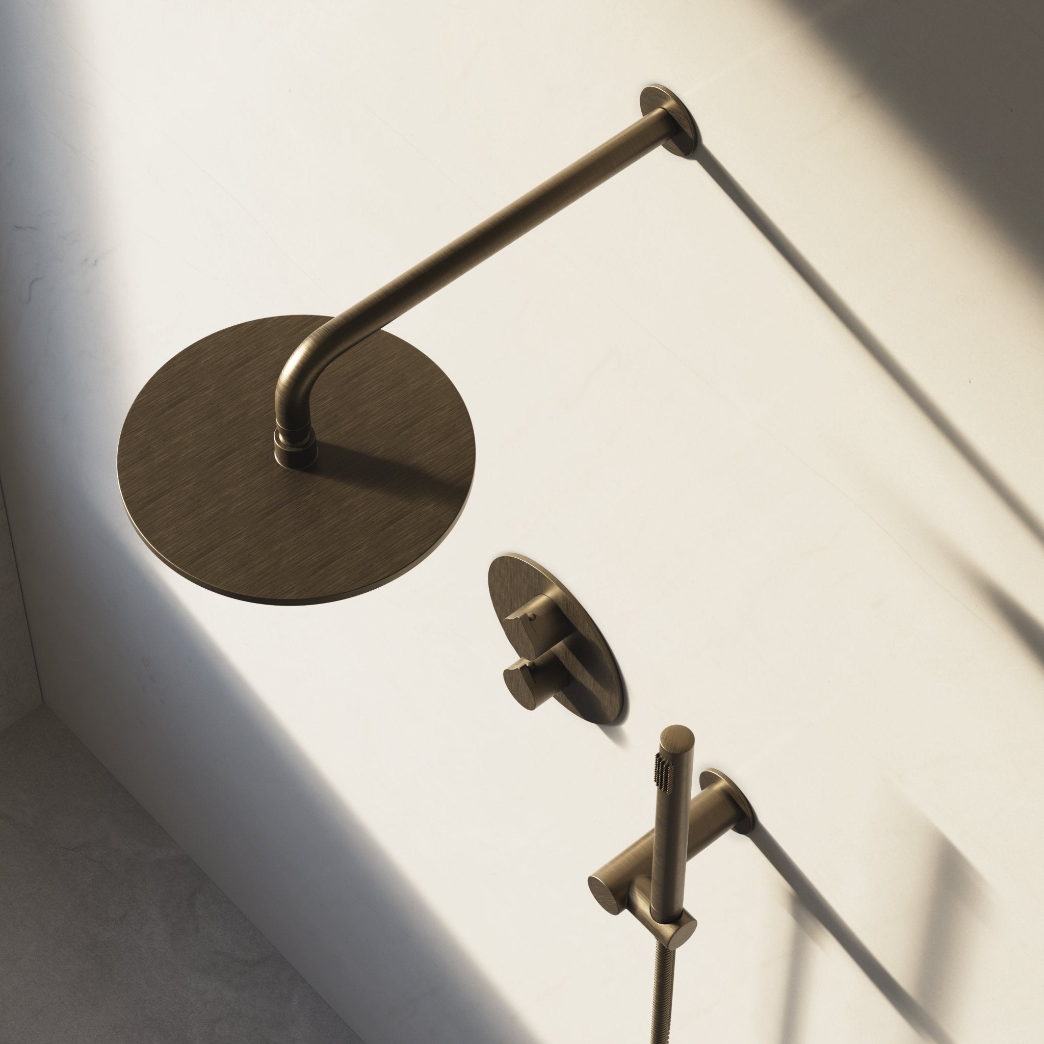 Image of Arc 2-Way Thermostatic Shower Set – Overhead & Angled Hand Shower - Cavari