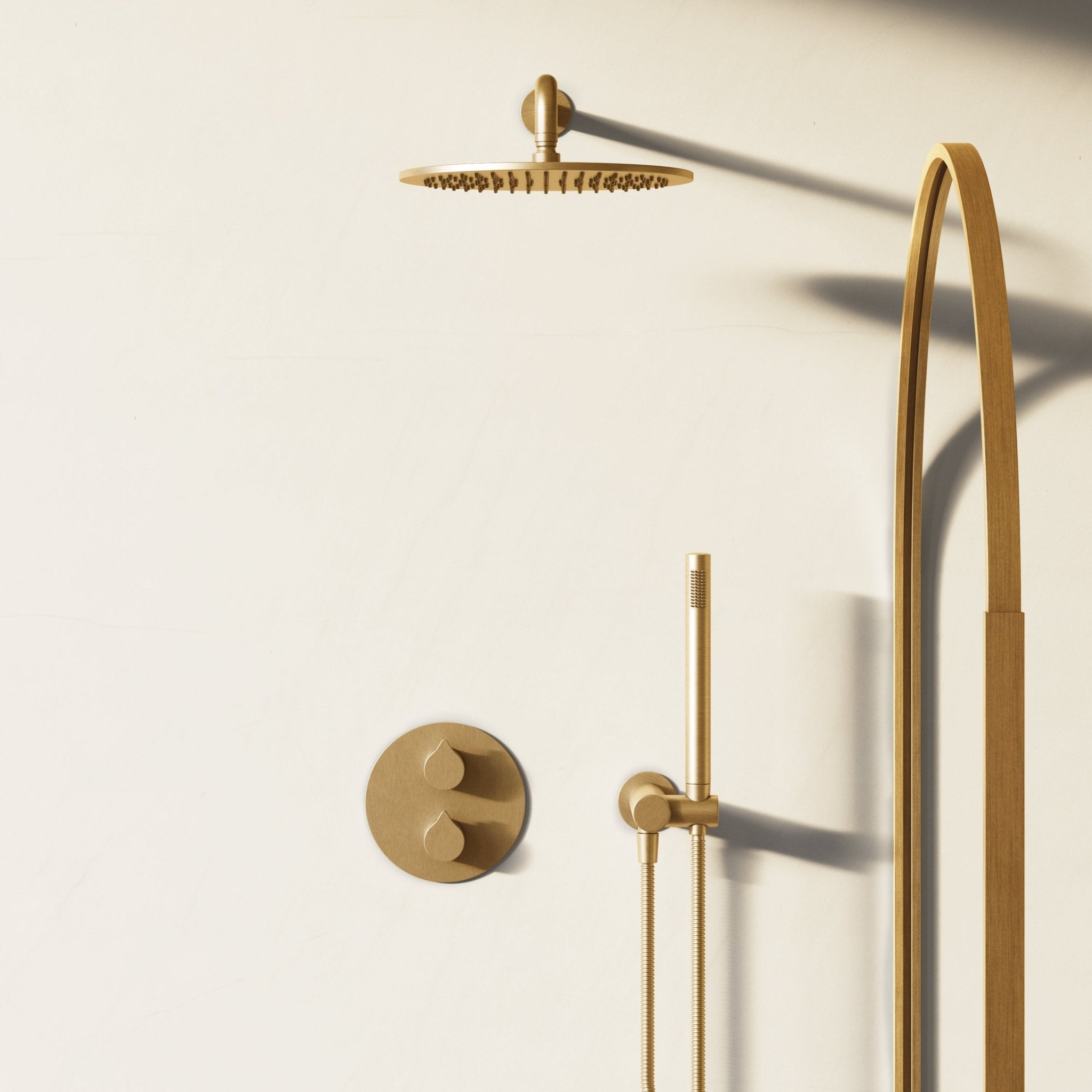 Image of Arc 2-Way Thermostatic Shower Set – Overhead & Angled Hand Shower - Cavari