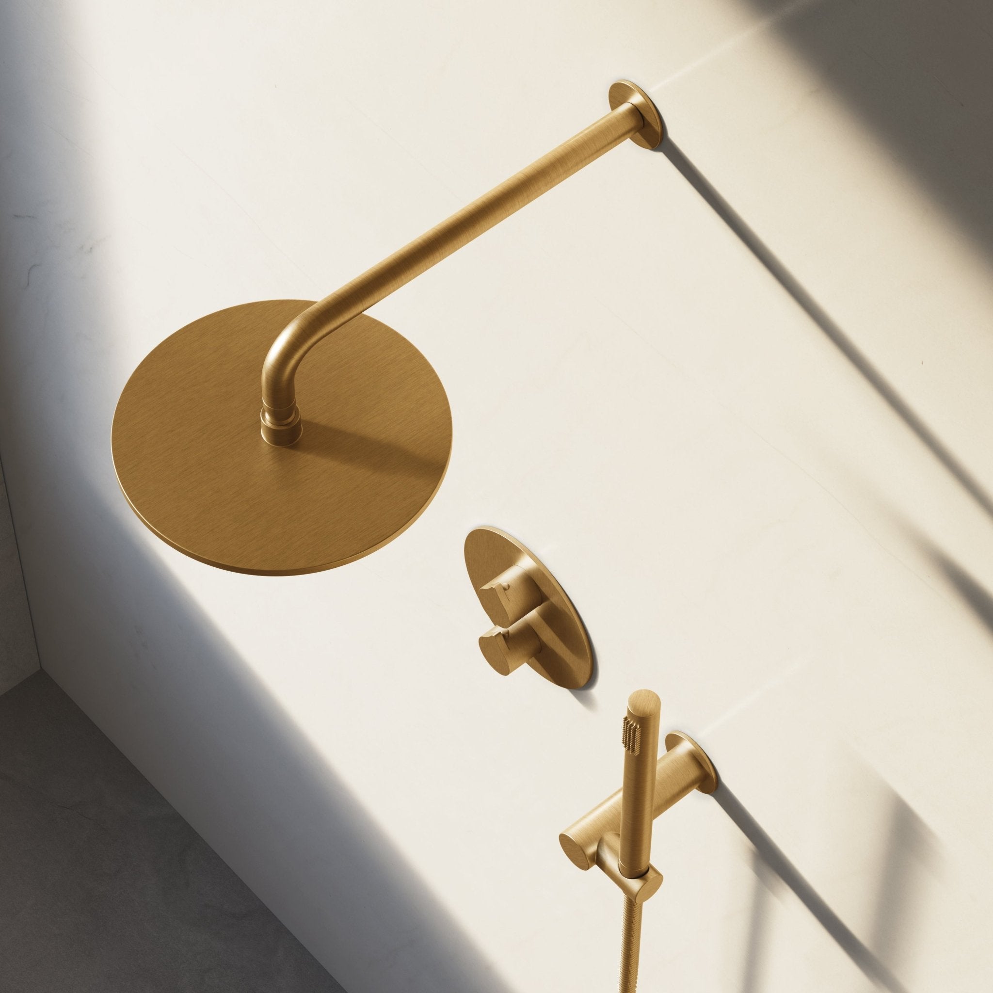 Image of Arc 2-Way Thermostatic Shower Set – Overhead & Angled Hand Shower - Cavari