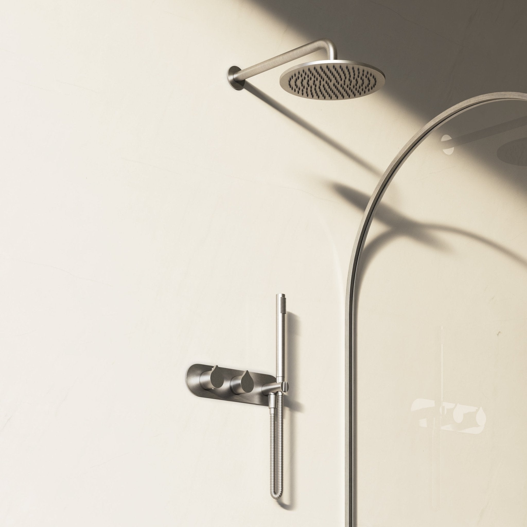 Image of Arc 2-Way Thermostatic Shower Set – Overhead & Integrated Hand Shower - Cavari