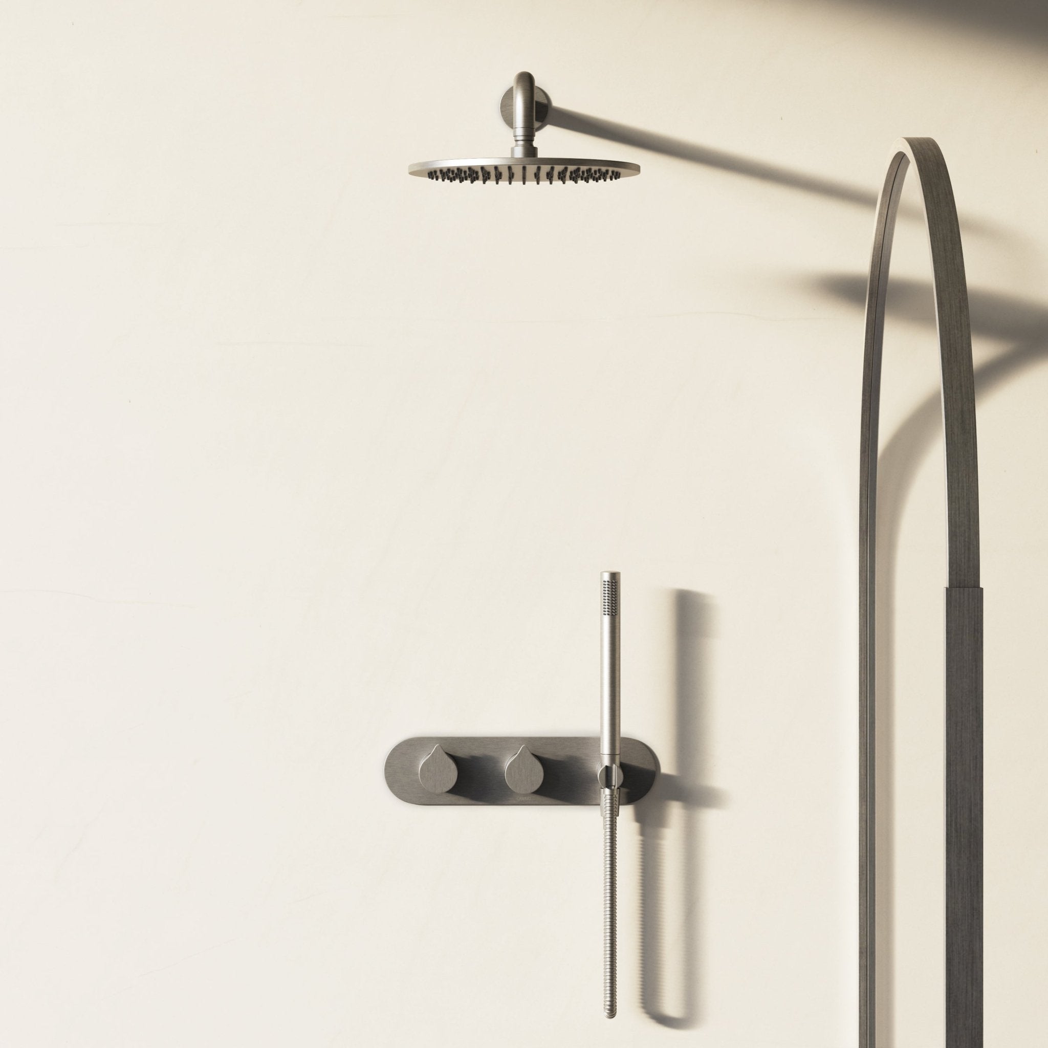 Image of Arc 2-Way Thermostatic Shower Set – Overhead & Integrated Hand Shower - Cavari