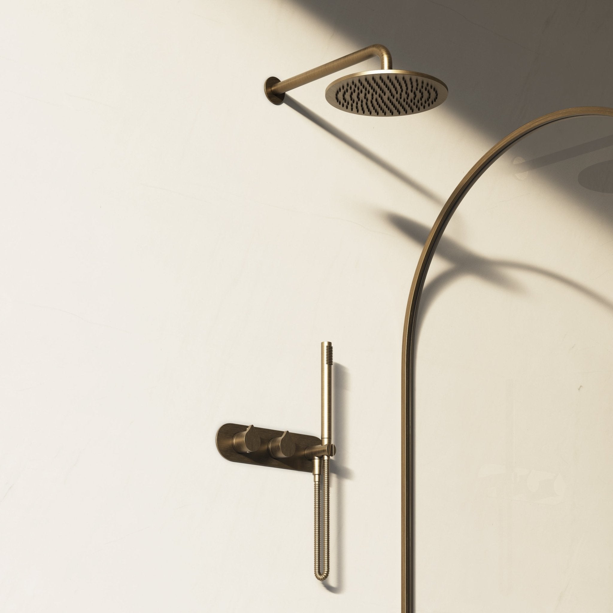 Image of Arc 2-Way Thermostatic Shower Set – Overhead & Integrated Hand Shower - Cavari