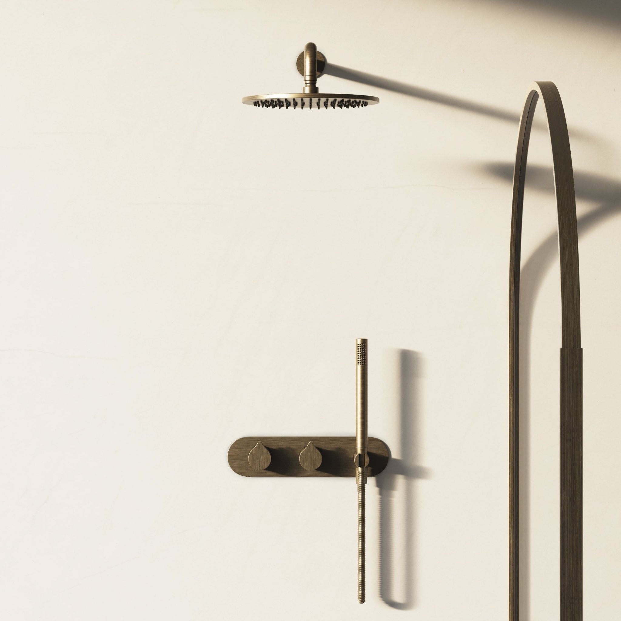Image of Arc 2-Way Thermostatic Shower Set – Overhead & Integrated Hand Shower - Cavari