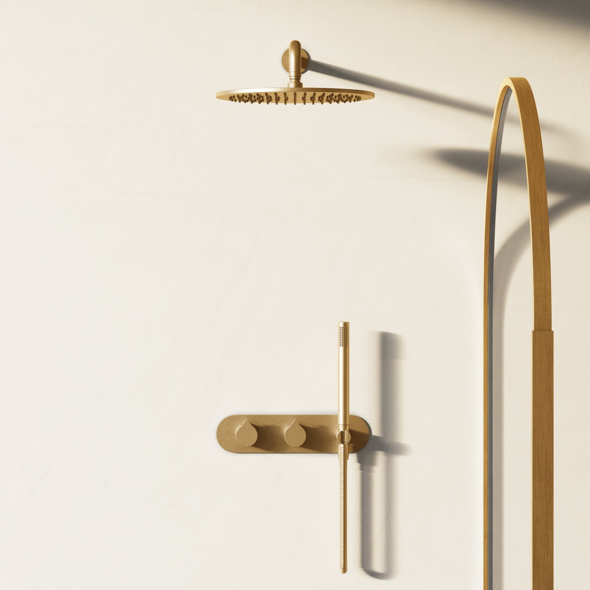 Image of Arc 2-Way Thermostatic Shower Set – Overhead & Integrated Hand Shower - Cavari