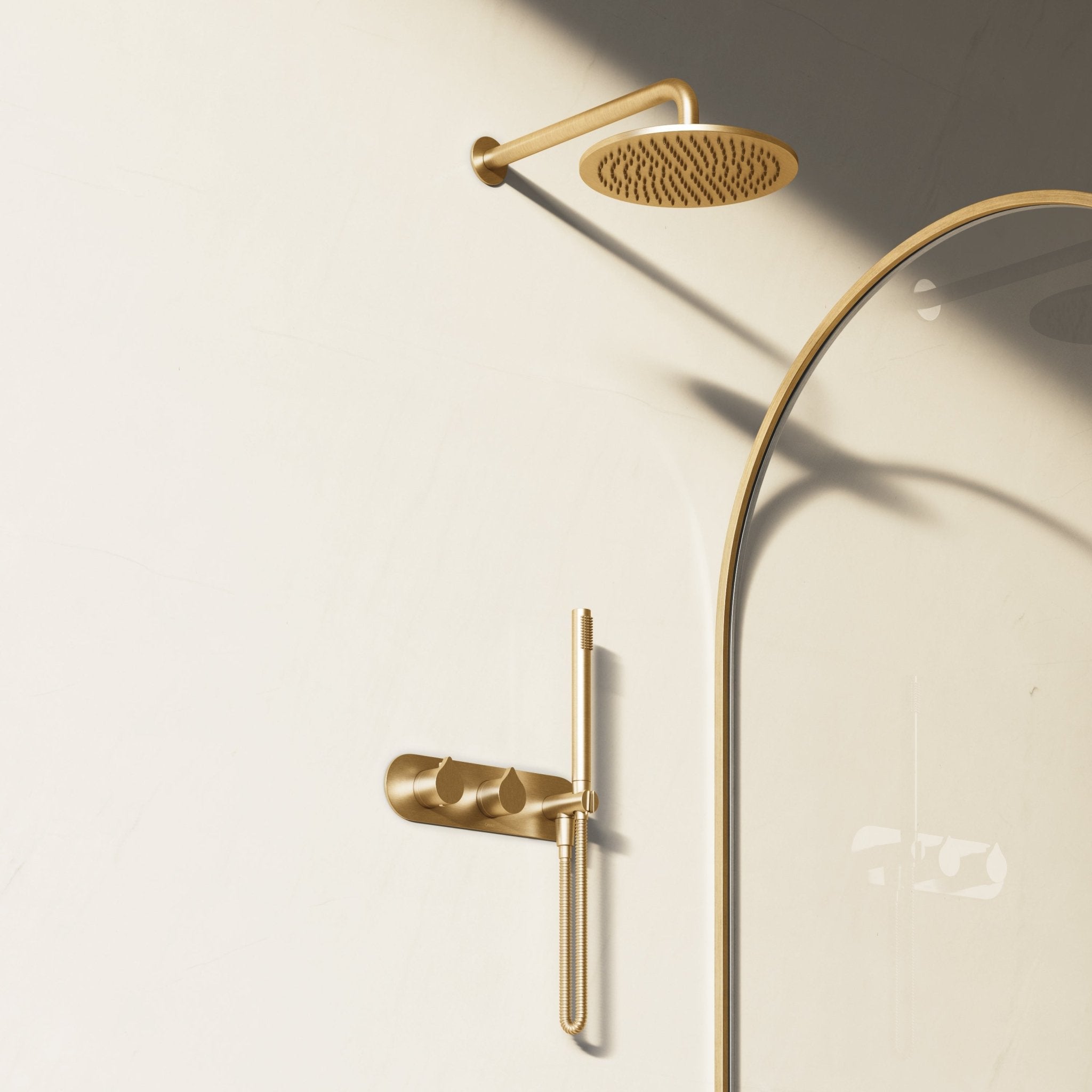 Image of Arc 2-Way Thermostatic Shower Set – Overhead & Integrated Hand Shower - Cavari