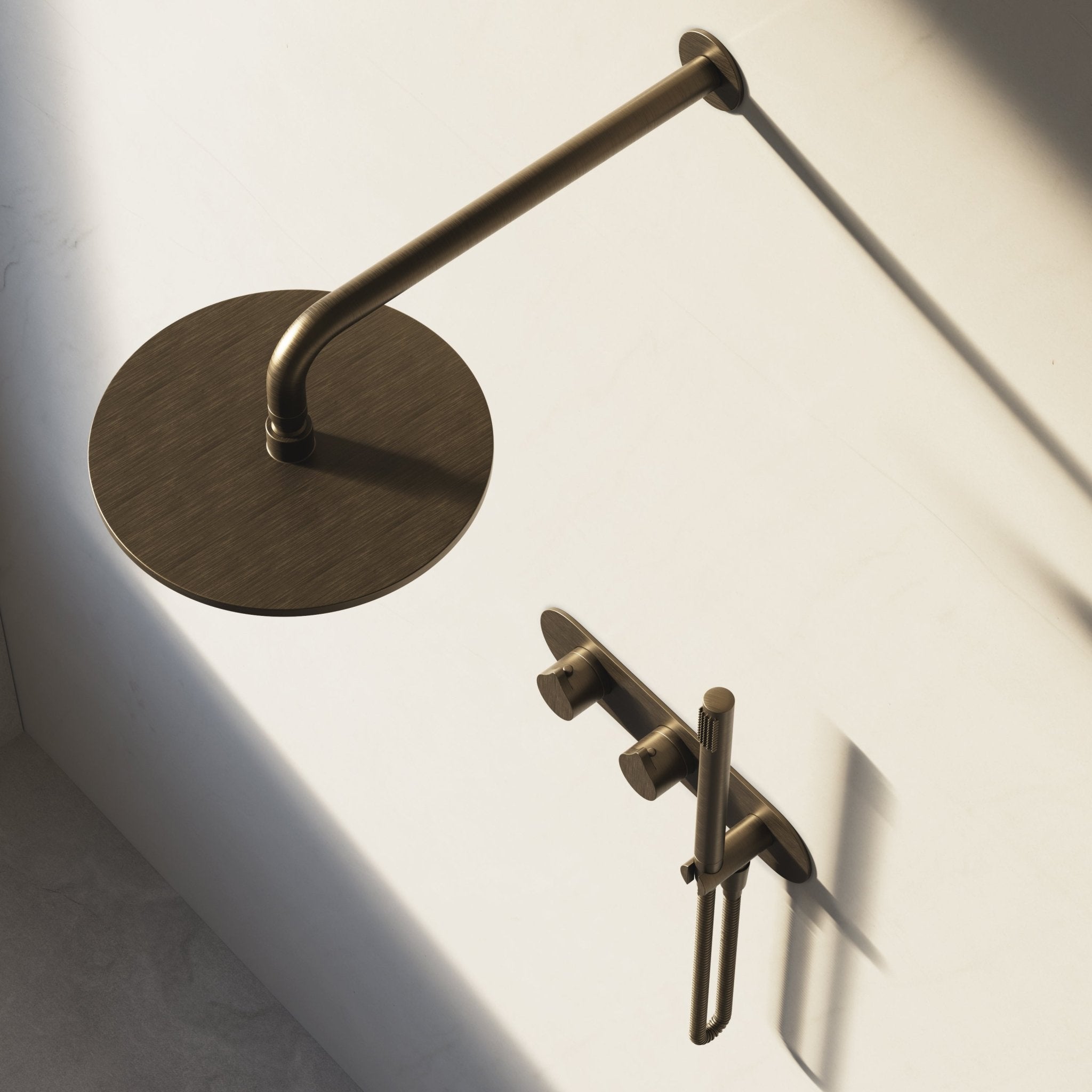 Image of Arc 2-Way Thermostatic Shower Set – Overhead & Integrated Hand Shower - Cavari