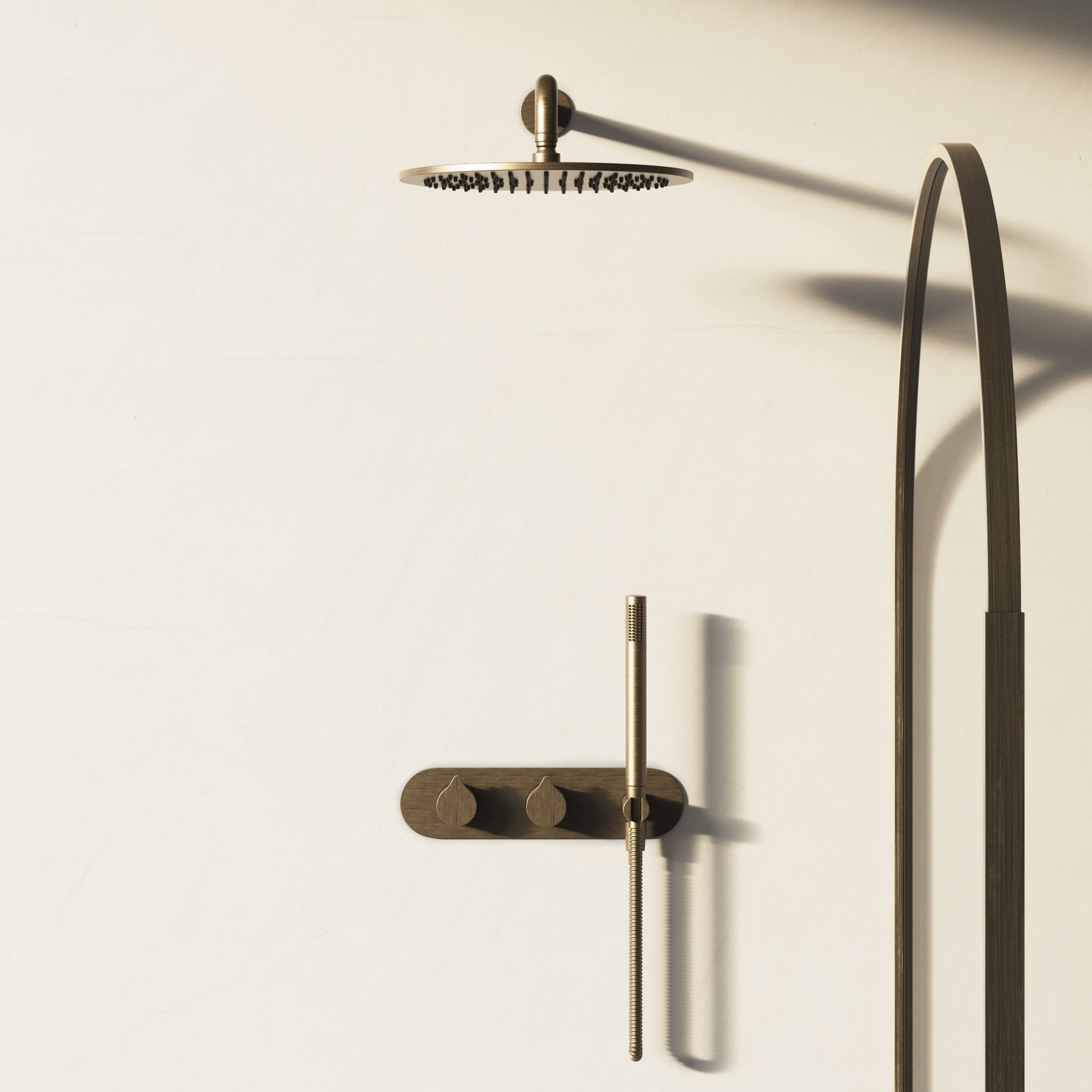 Image of Arc 2-Way Thermostatic Shower Set – Overhead & Integrated Hand Shower - Cavari