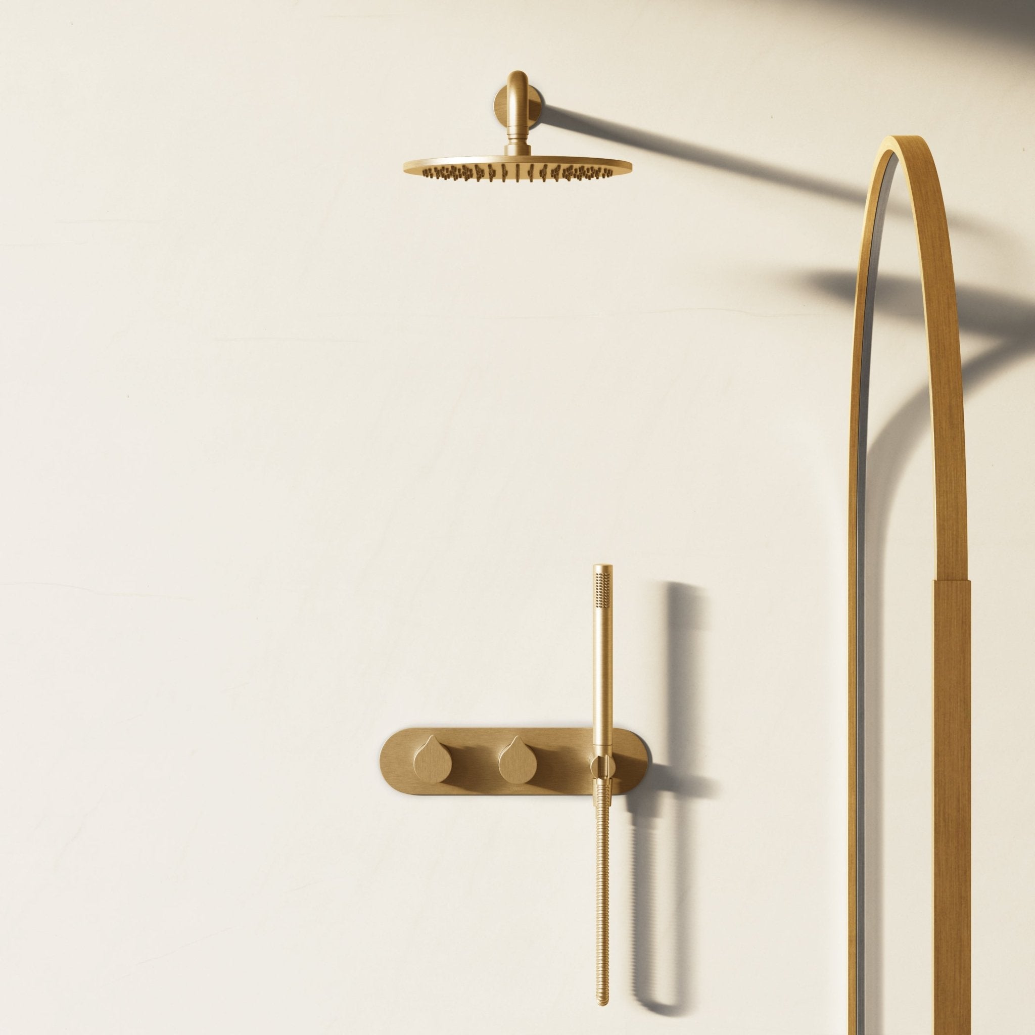 Image of Arc 2-Way Thermostatic Shower Set – Overhead & Integrated Hand Shower - Cavari