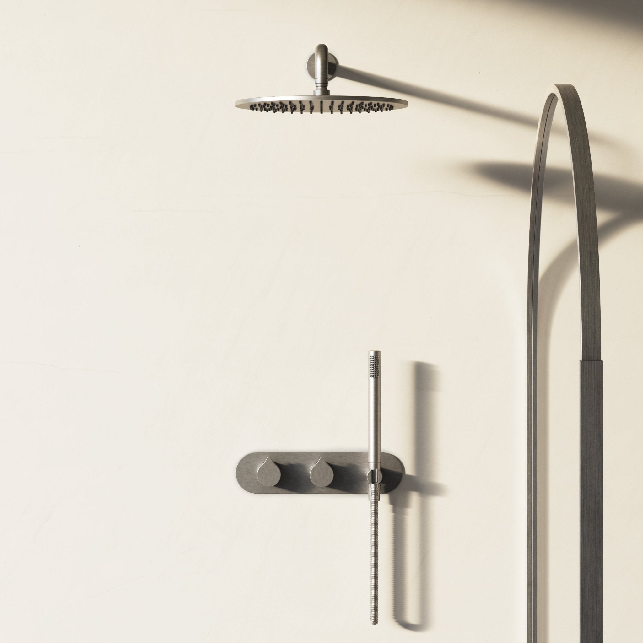 Image of Arc 2-Way Thermostatic Shower Set – Overhead & Integrated Hand Shower - Cavari