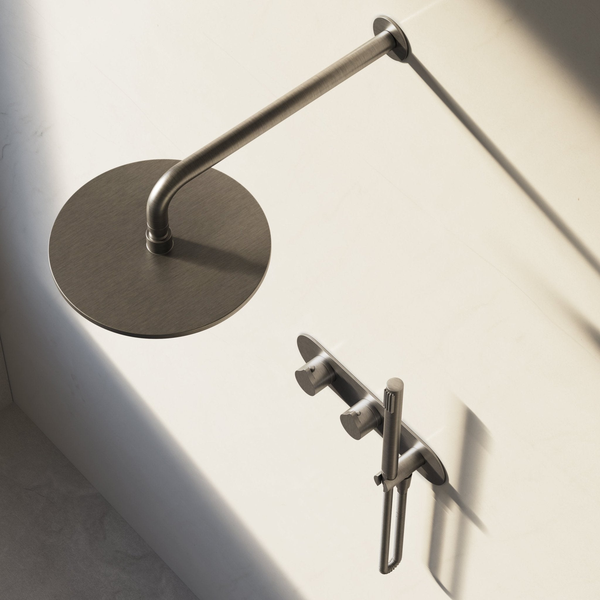 Image of Arc 2-Way Thermostatic Shower Set – Overhead & Integrated Hand Shower - Cavari