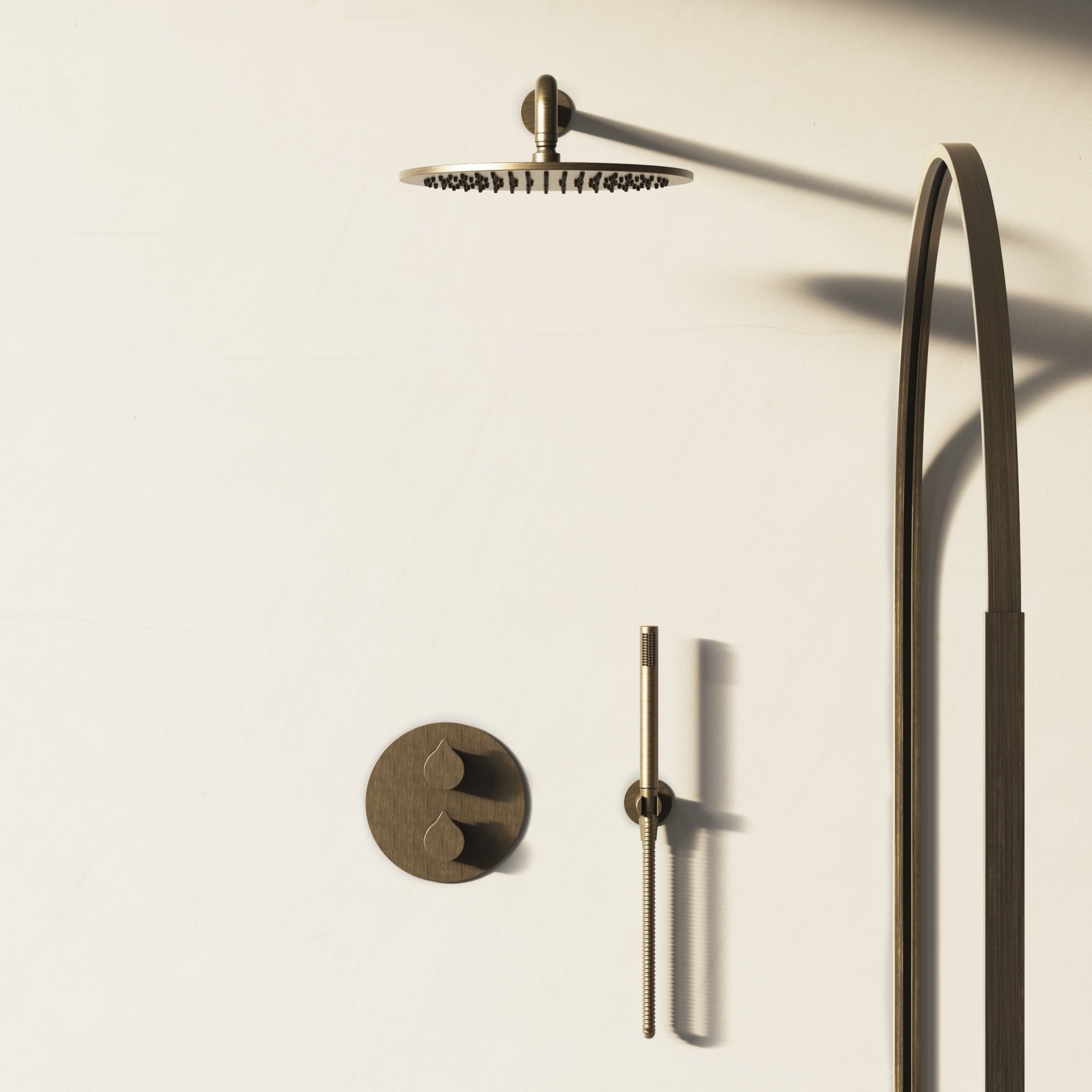 Image of Arc 2-Way Thermostatic Shower Set – Overhead & Straight Hand Shower - Cavari