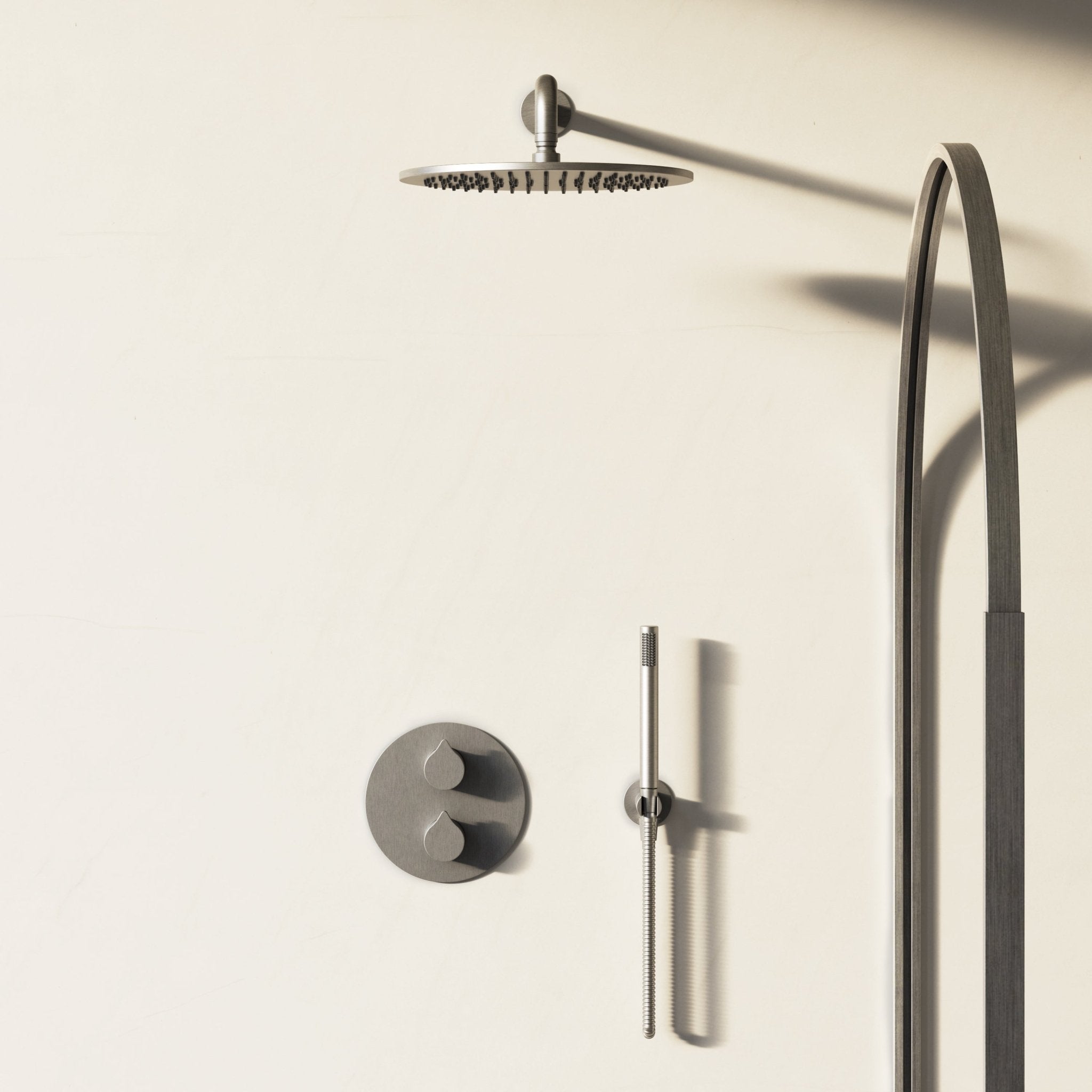 Image of Arc 2-Way Thermostatic Shower Set – Overhead & Straight Hand Shower - Cavari