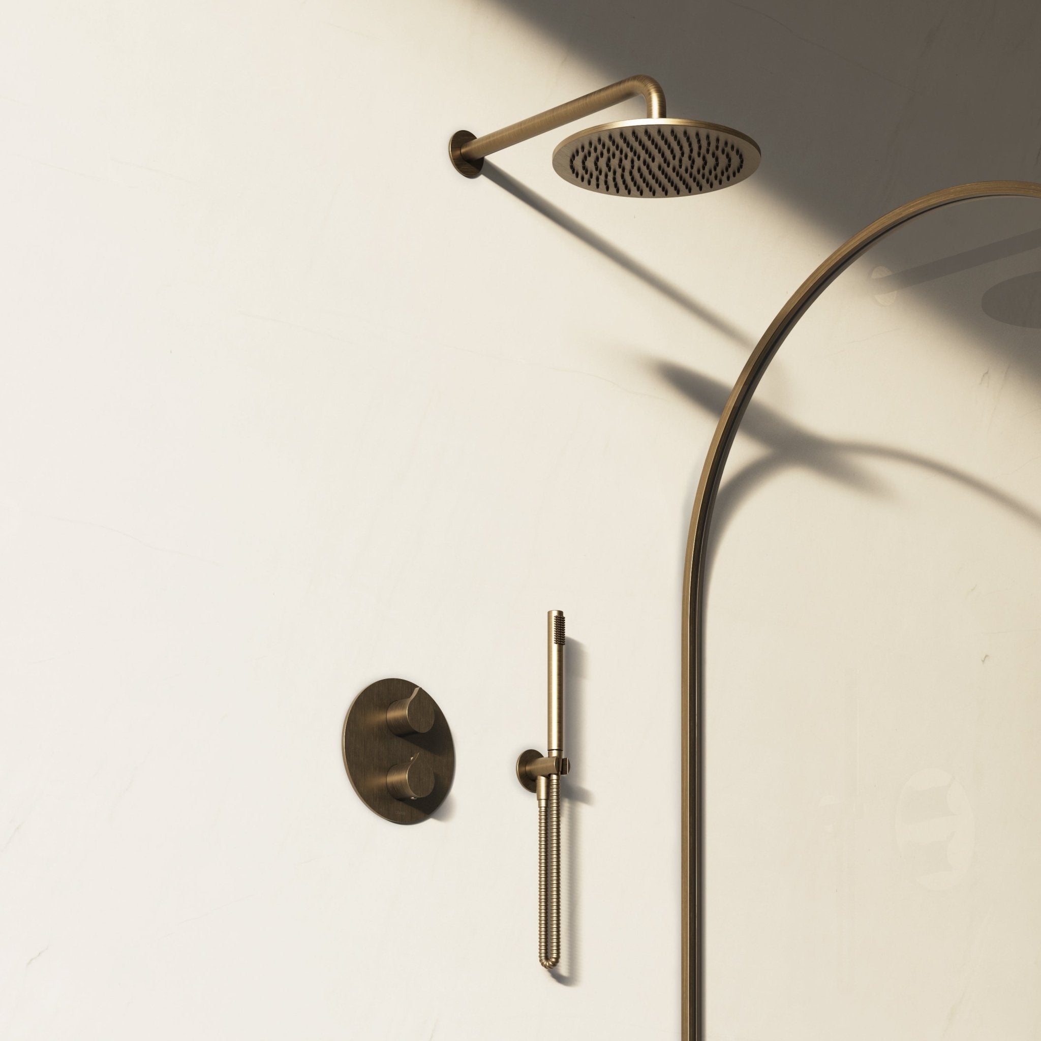 Image of Arc 2-Way Thermostatic Shower Set – Overhead & Straight Hand Shower - Cavari