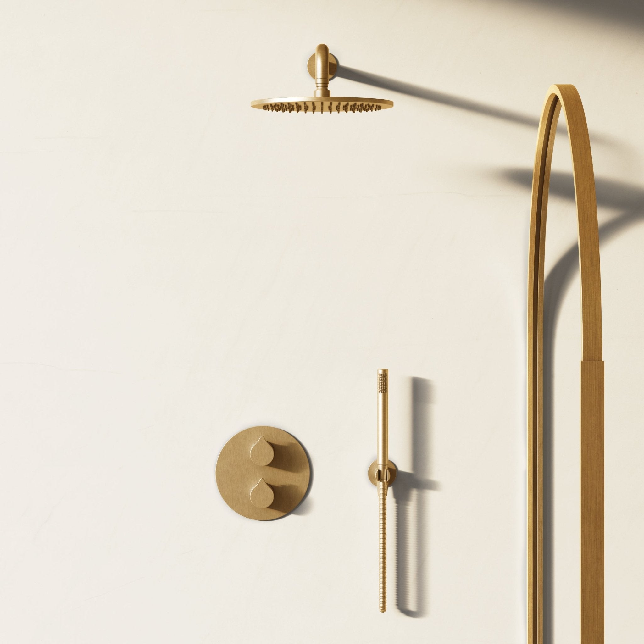 Image of Arc 2-Way Thermostatic Shower Set – Overhead & Straight Hand Shower - Cavari