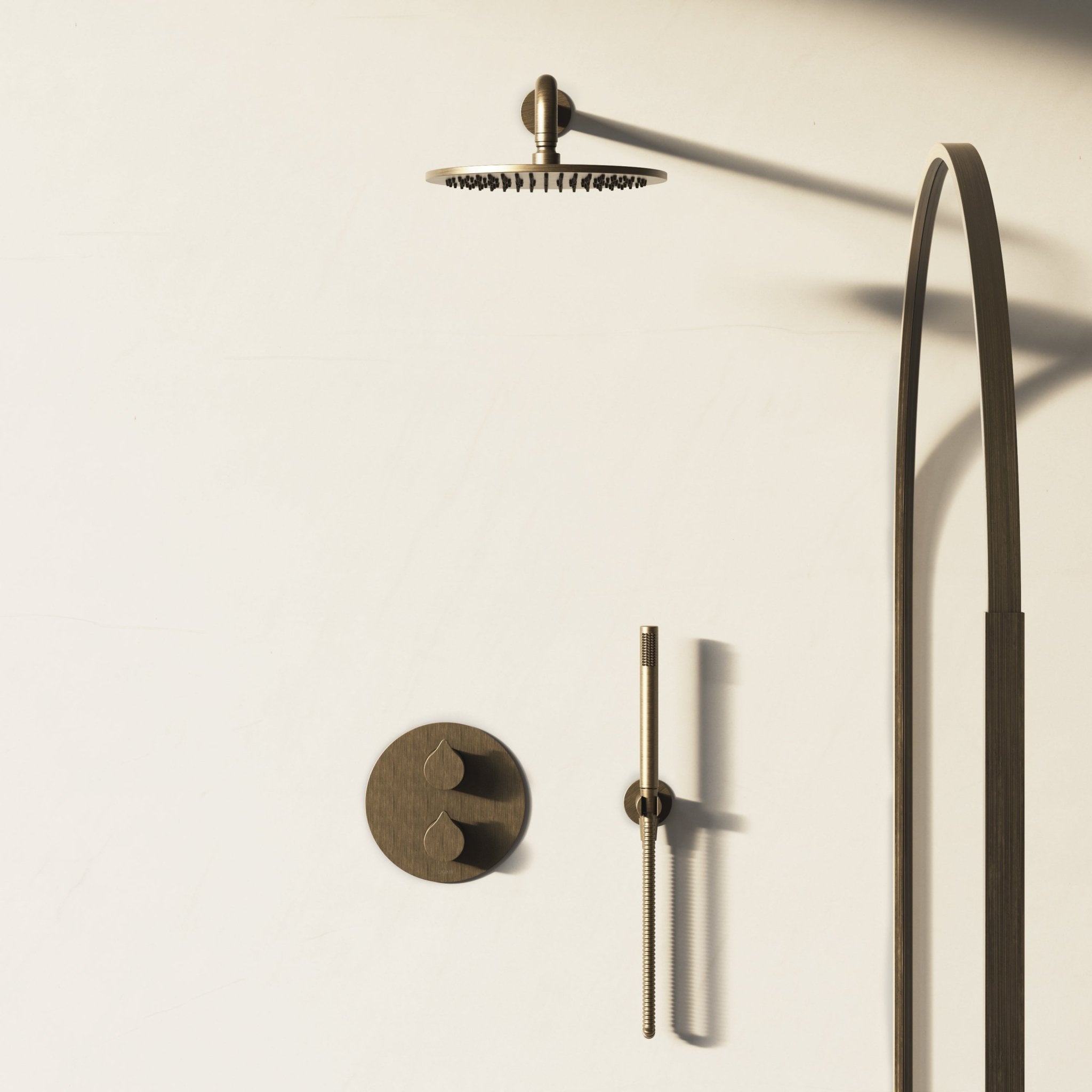Image of Arc 2-Way Thermostatic Shower Set – Overhead & Straight Hand Shower - Cavari