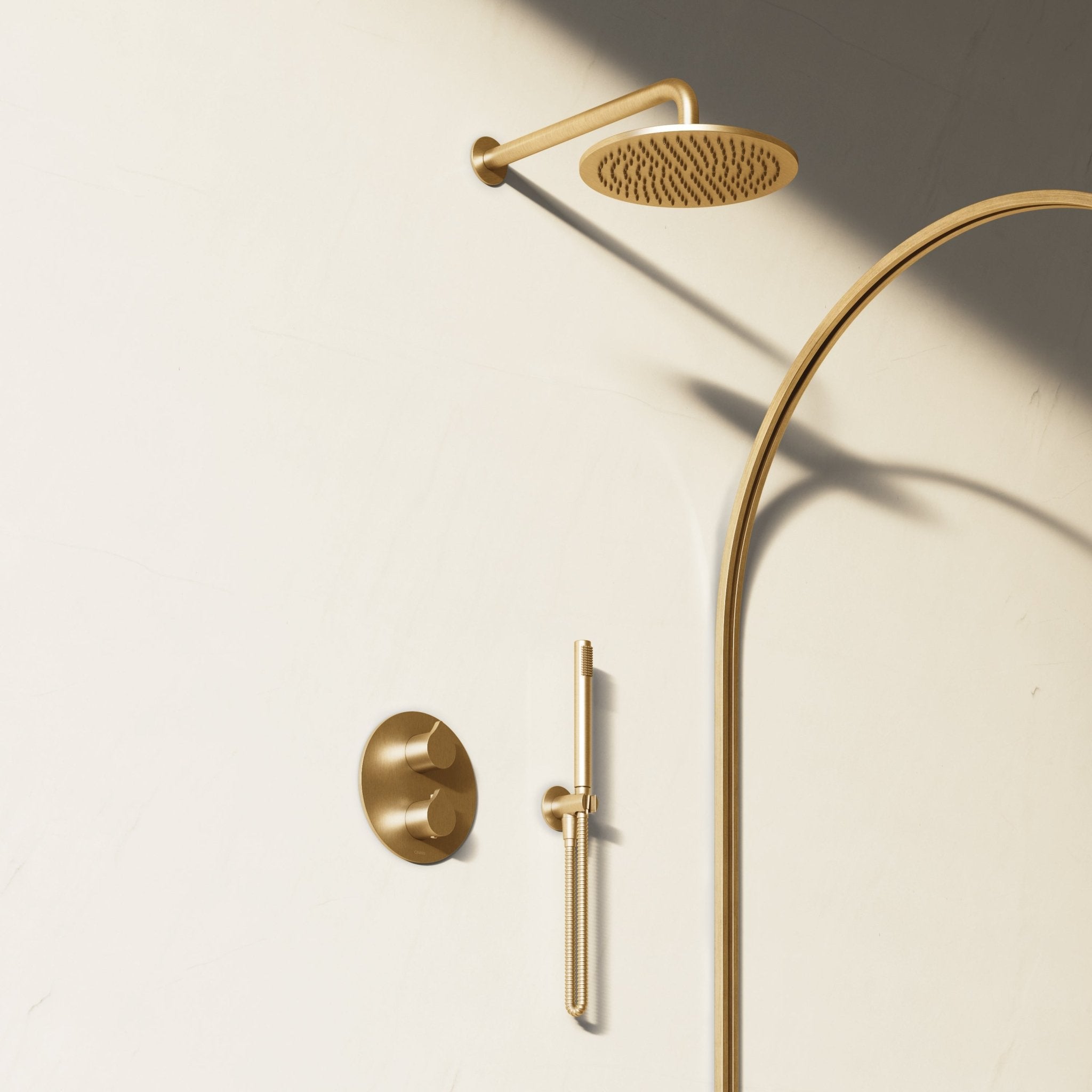 Image of Arc 2-Way Thermostatic Shower Set – Overhead & Straight Hand Shower - Cavari