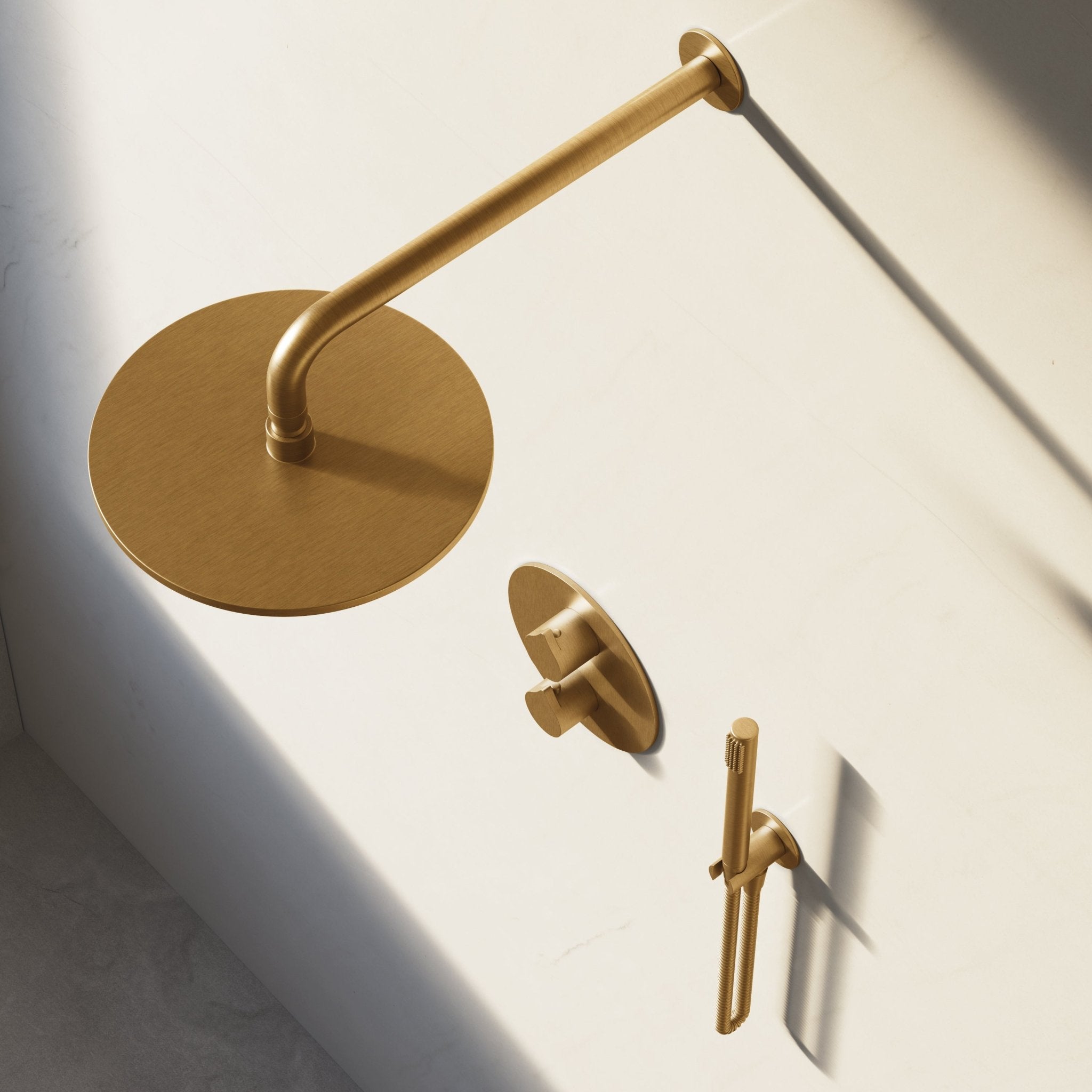 Image of Arc 2-Way Thermostatic Shower Set – Overhead & Straight Hand Shower - Cavari