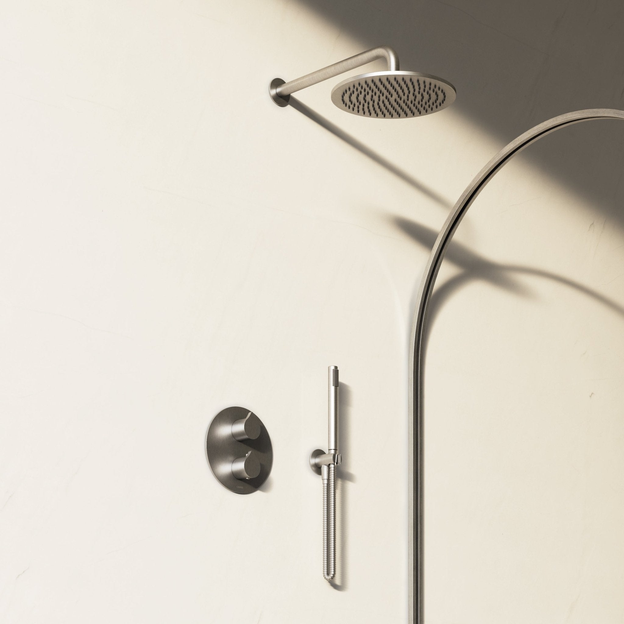 Image of Arc 2-Way Thermostatic Shower Set – Overhead & Straight Hand Shower - Cavari