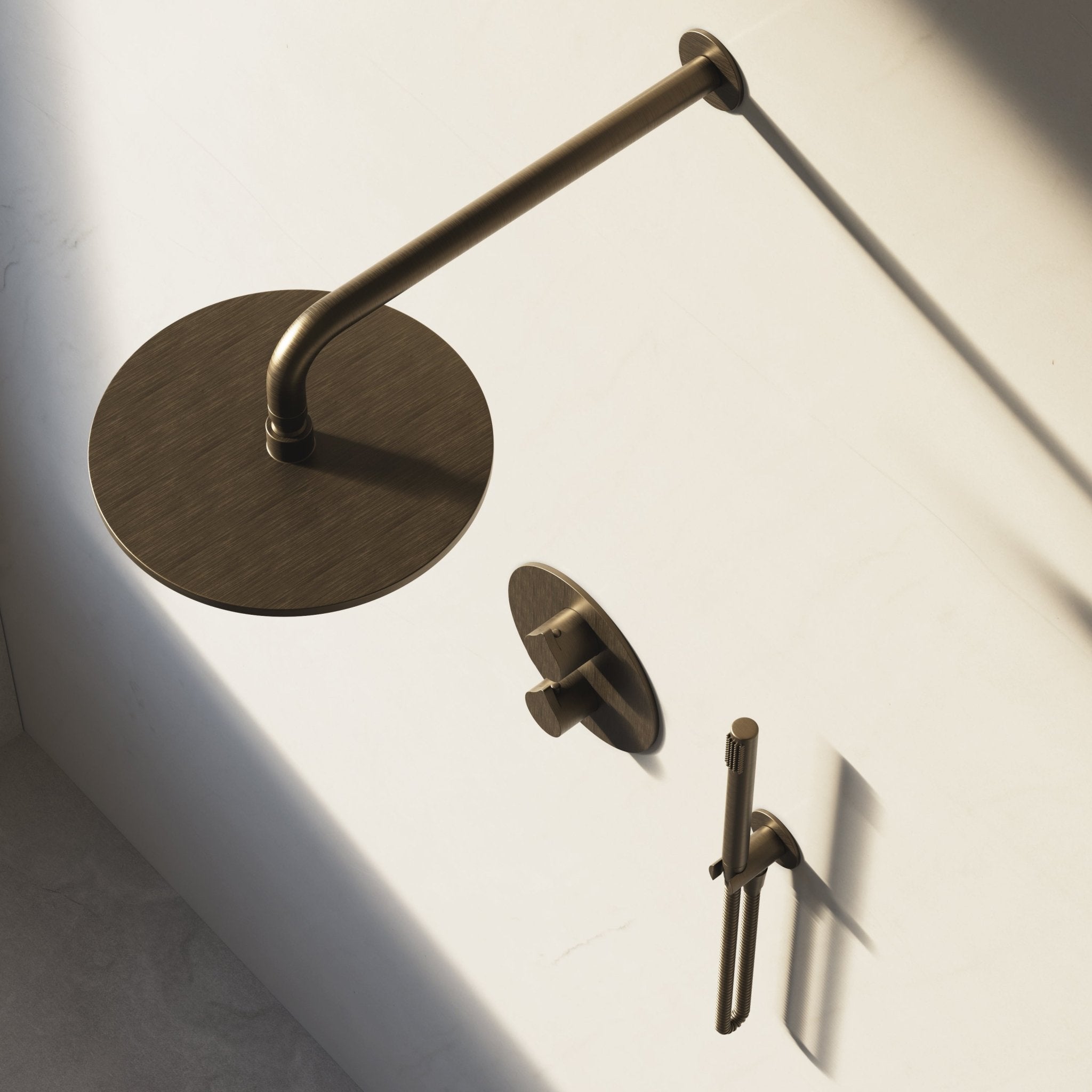 Image of Arc 2-Way Thermostatic Shower Set – Overhead & Straight Hand Shower - Cavari