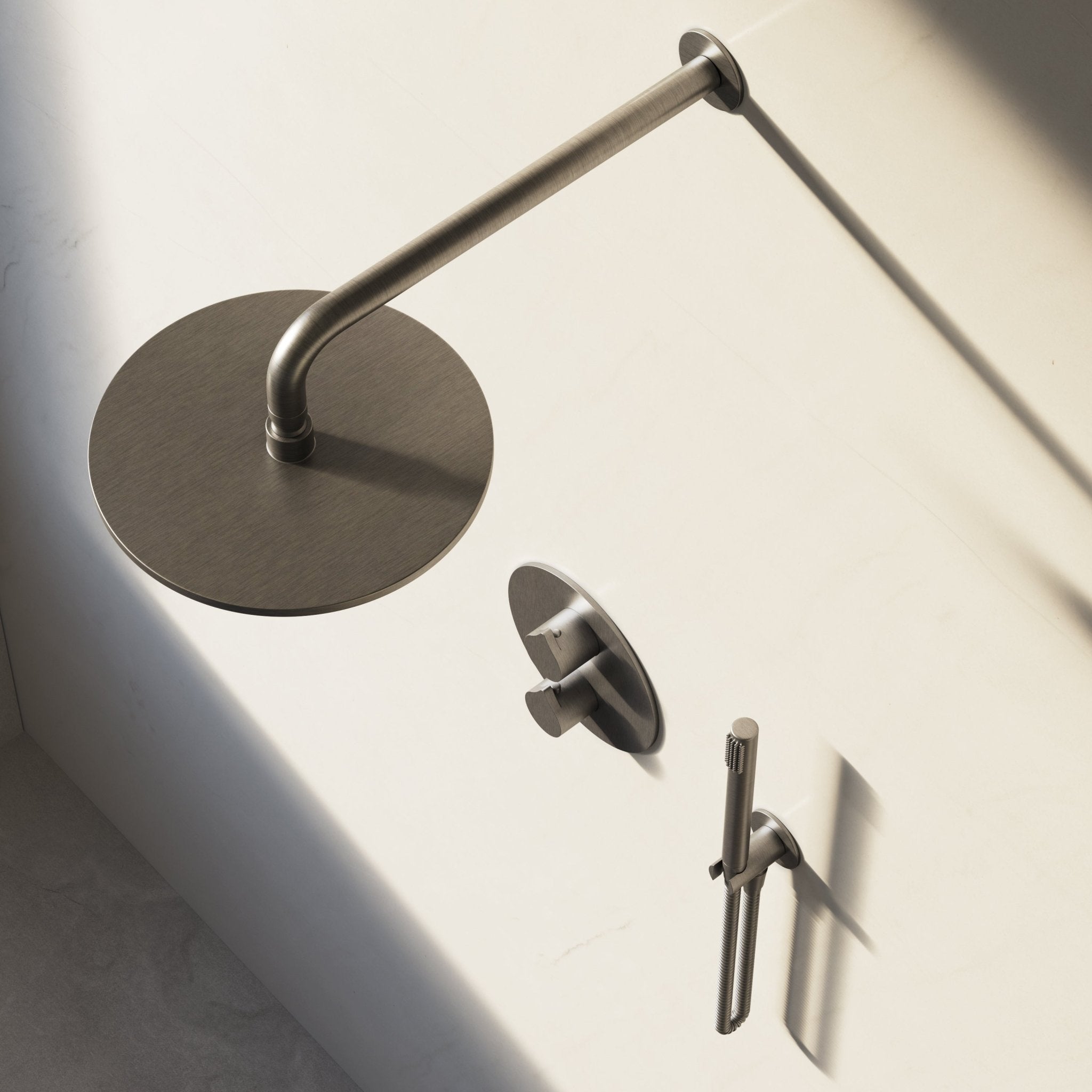 Image of Arc 2-Way Thermostatic Shower Set – Overhead & Straight Hand Shower - Cavari