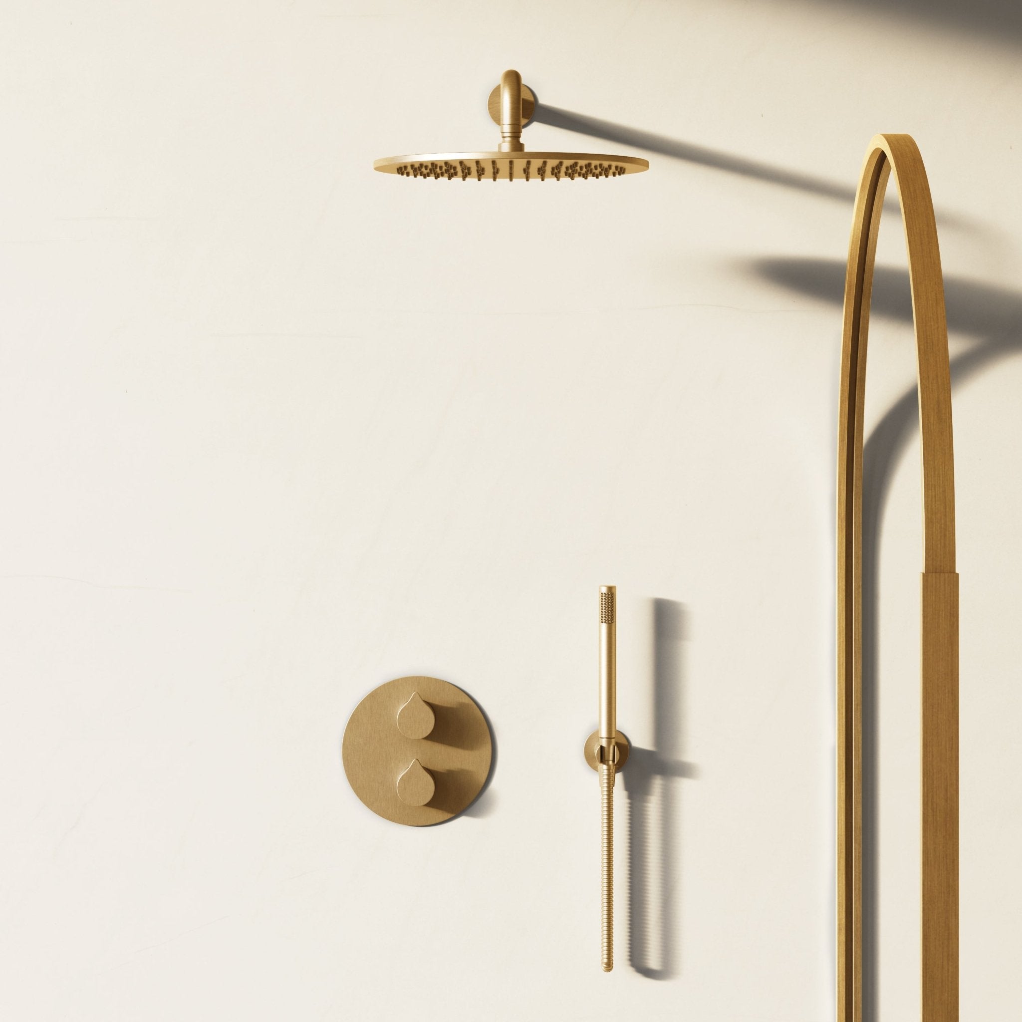 Image of Arc 2-Way Thermostatic Shower Set – Overhead & Straight Hand Shower - Cavari