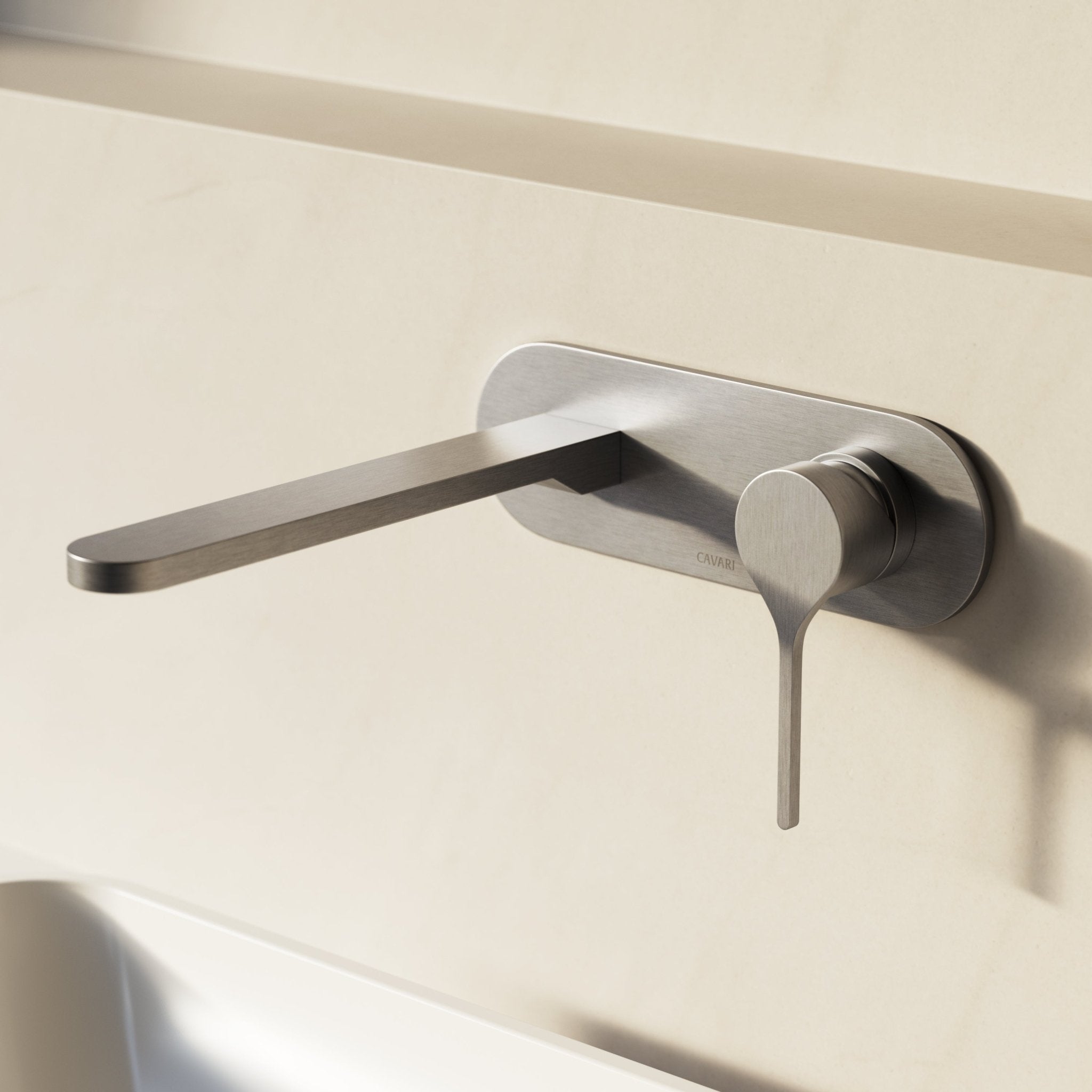 Image of Arc Basin Mixer With Backplate – Long Spout - Cavari