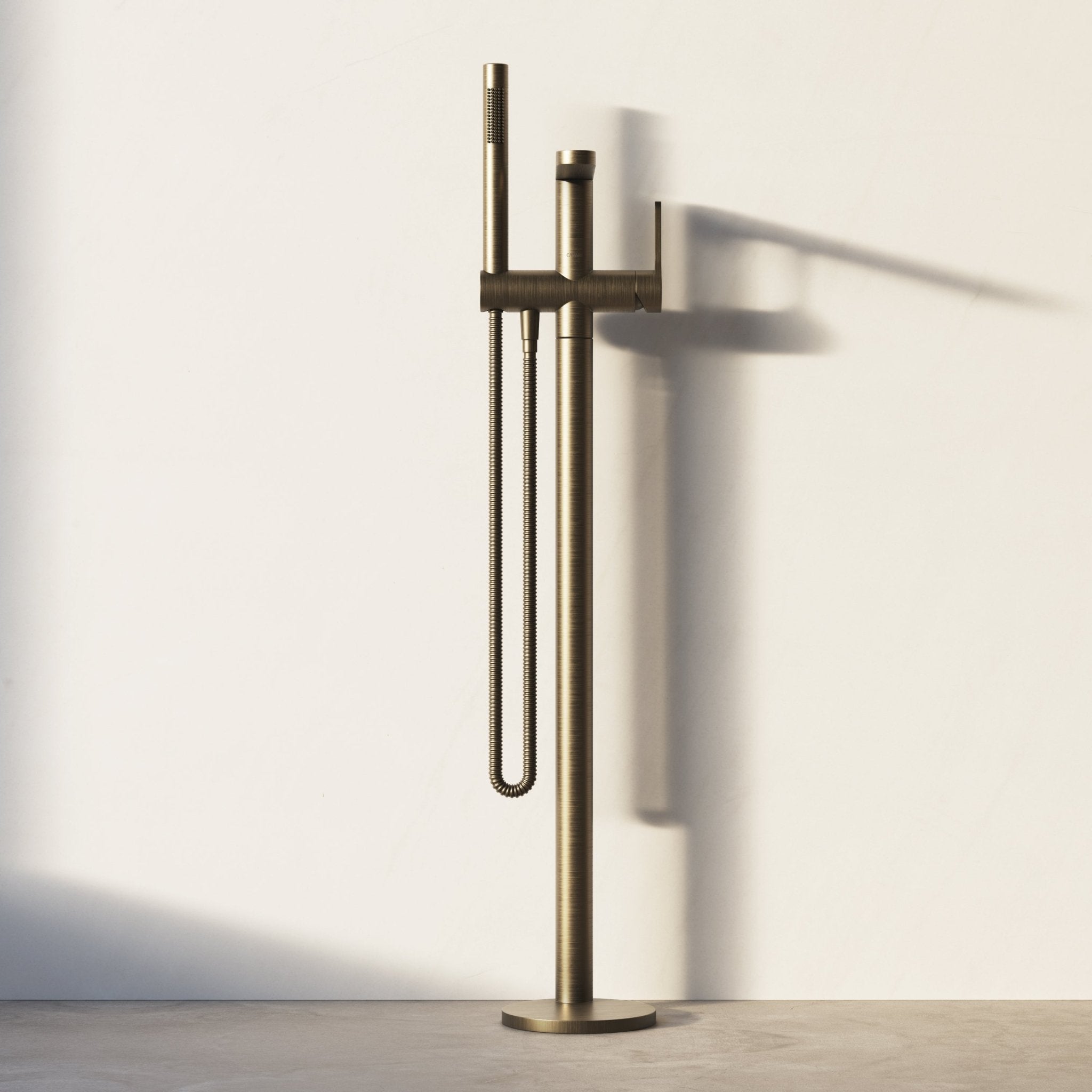 Image of Arc Floor Standing Bath Mixer with Hand Shower - Cavari