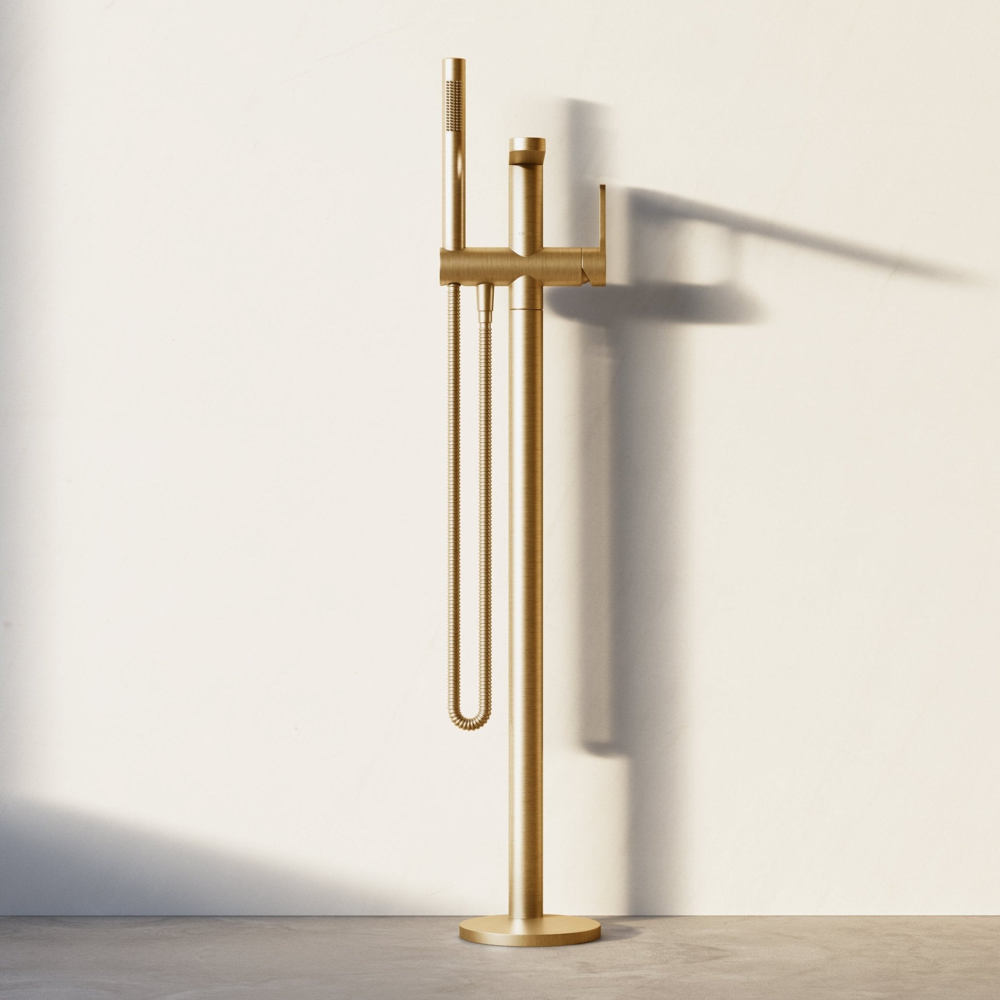 Image of Arc Floor Standing Bath Mixer with Hand Shower - Cavari