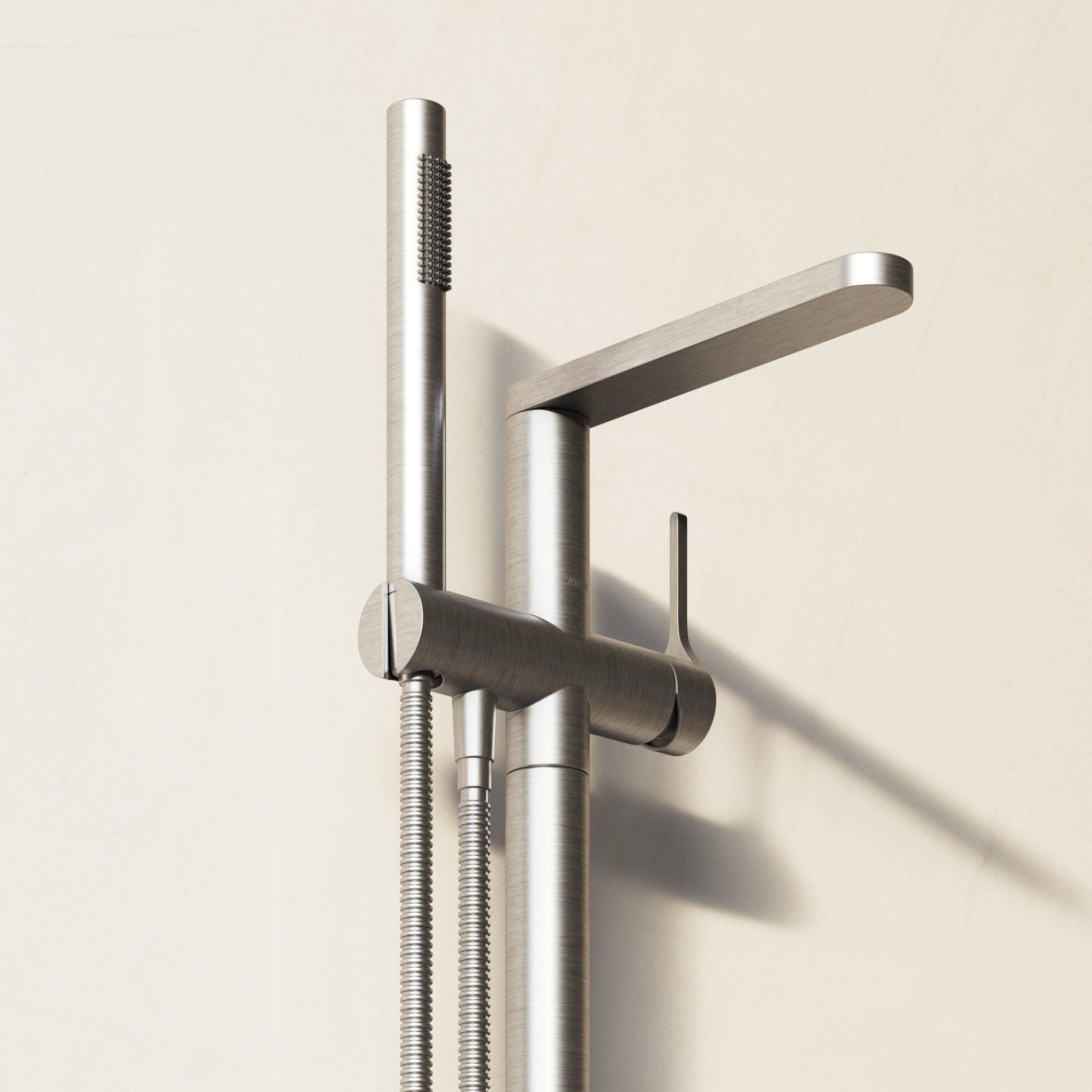 Image of Arc Floor Standing Bath Mixer with Hand Shower - Cavari