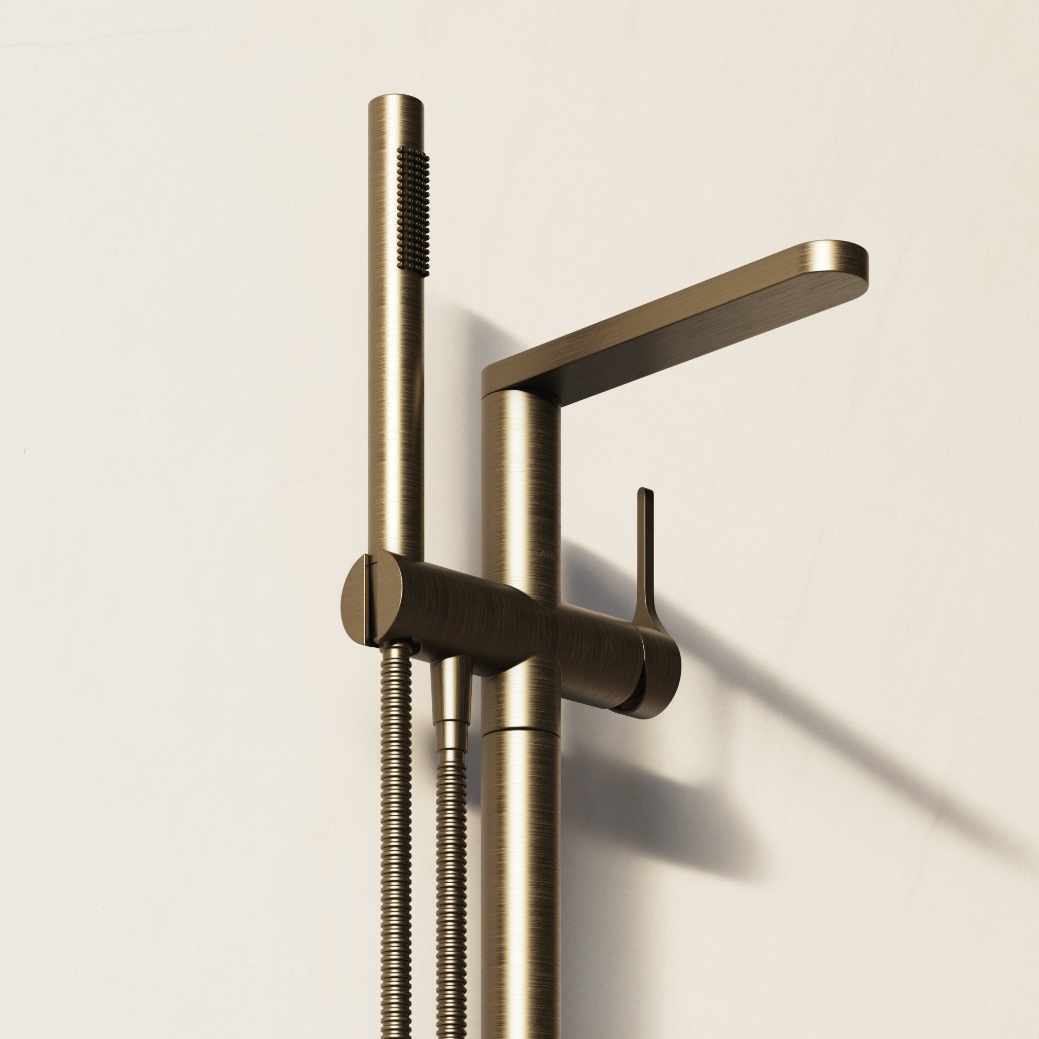 Image of Arc Floor Standing Bath Mixer with Hand Shower - Cavari