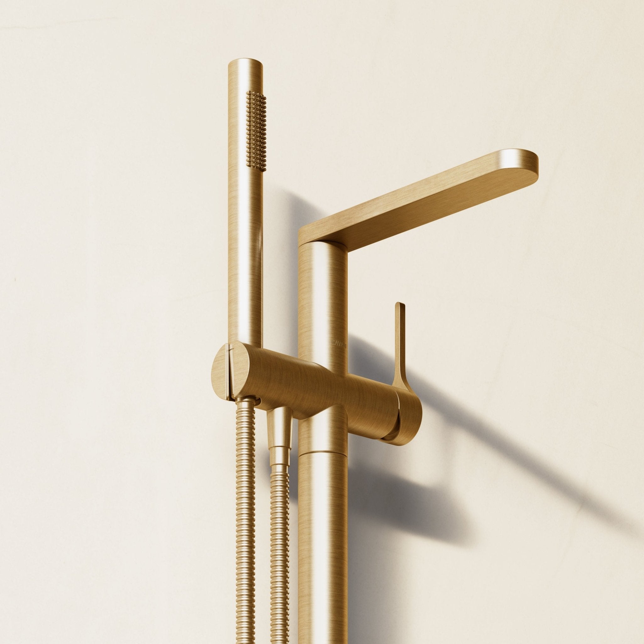 Image of Arc Floor Standing Bath Mixer with Hand Shower - Cavari