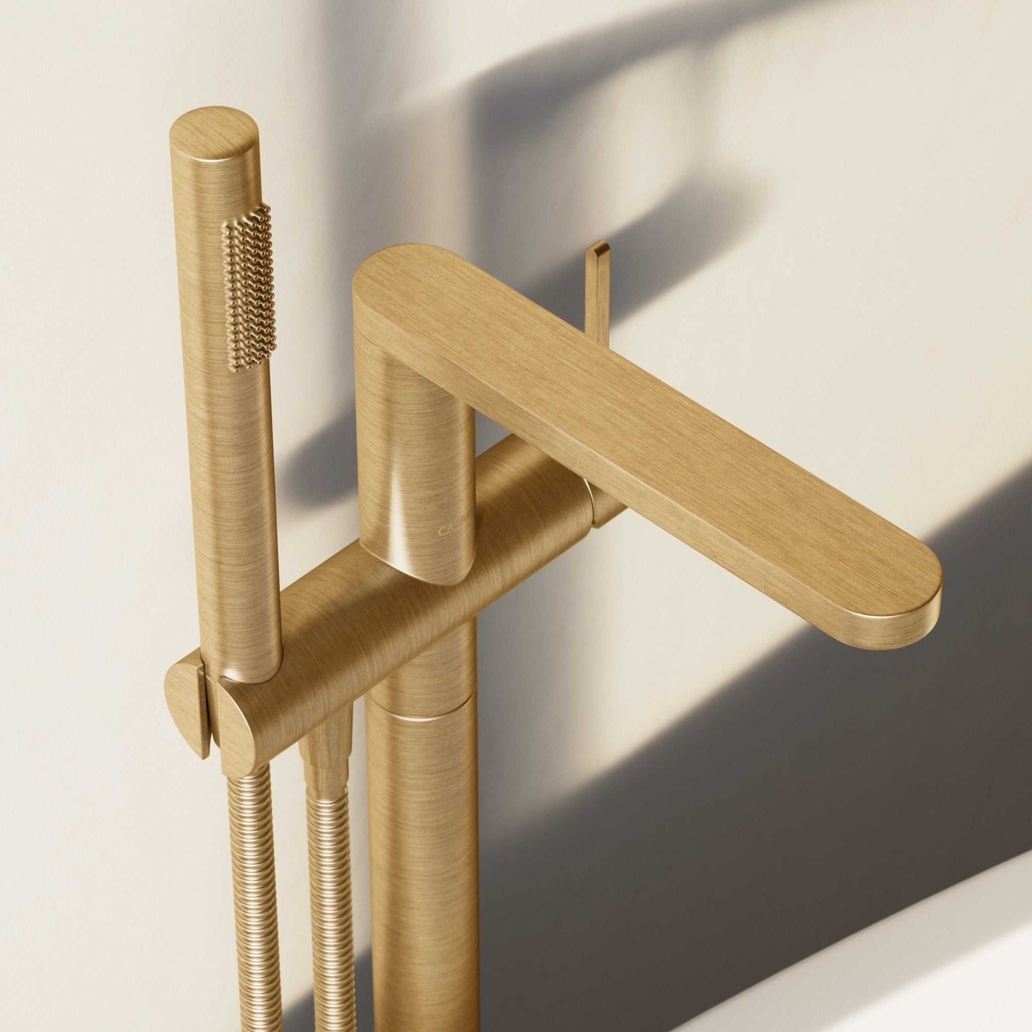Image of Arc Floor Standing Bath Mixer with Hand Shower - Cavari