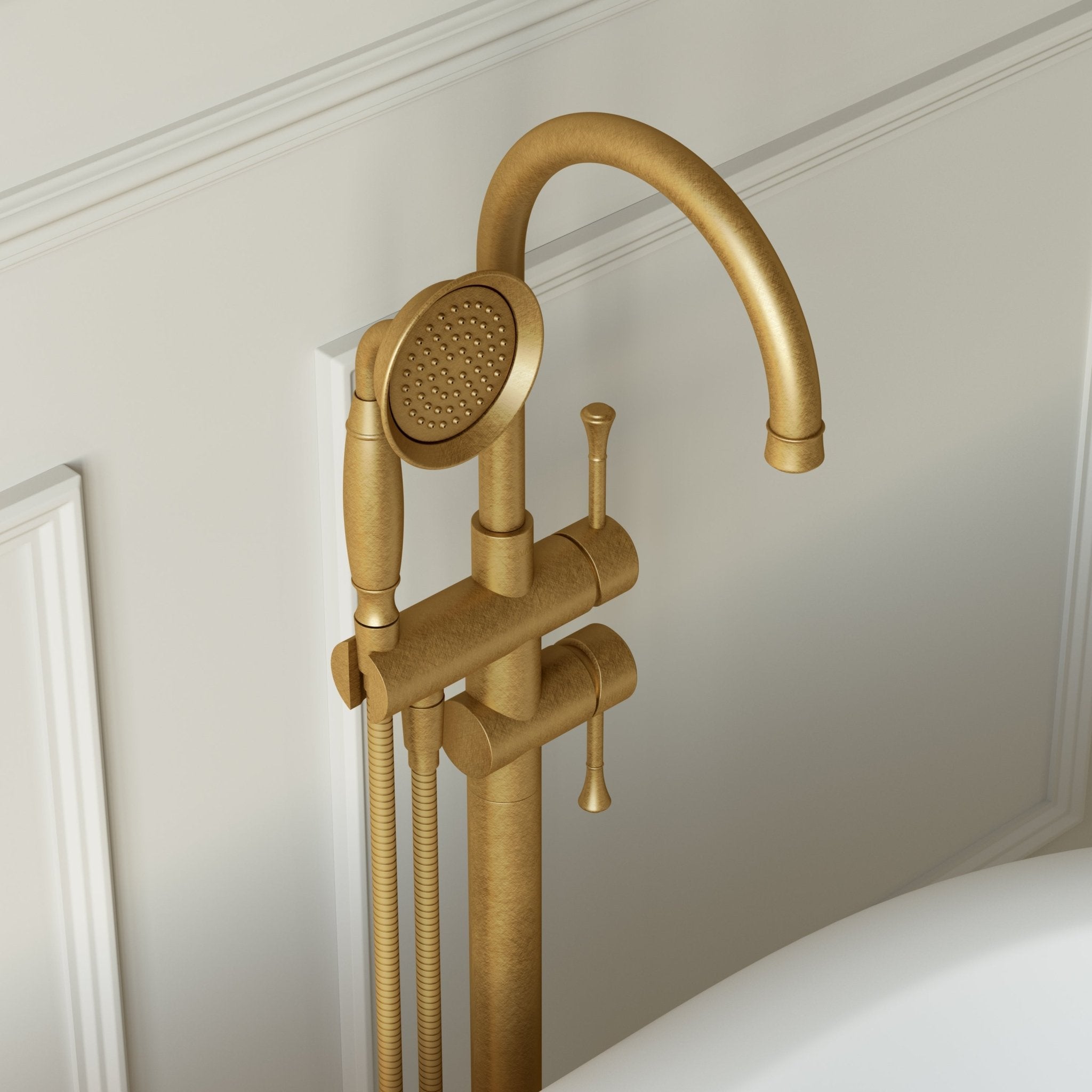 Image of Aurelian Floor Standing Bath Mixer with Hand Shower - Cavari