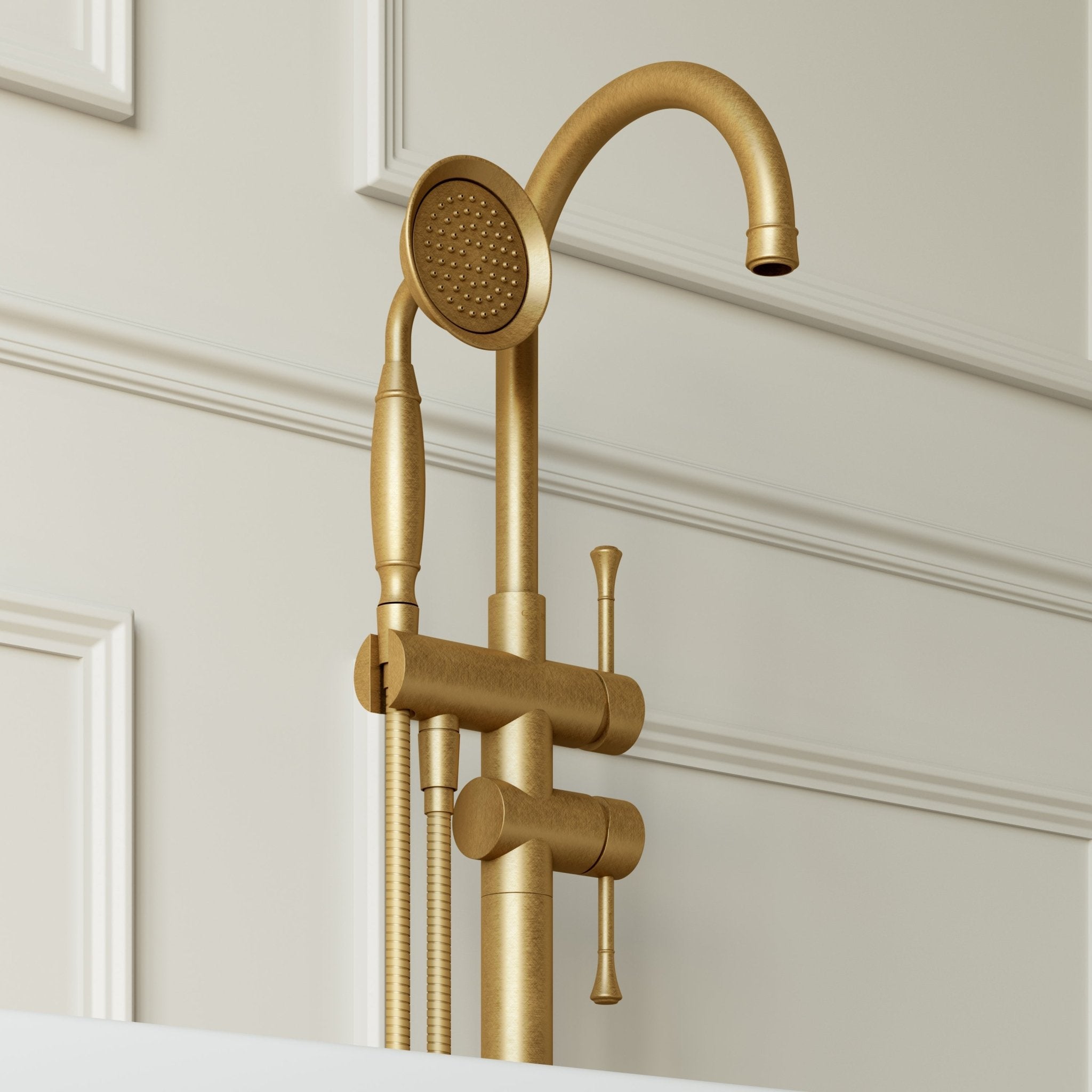 Image of Aurelian Floor Standing Bath Mixer with Hand Shower - Cavari