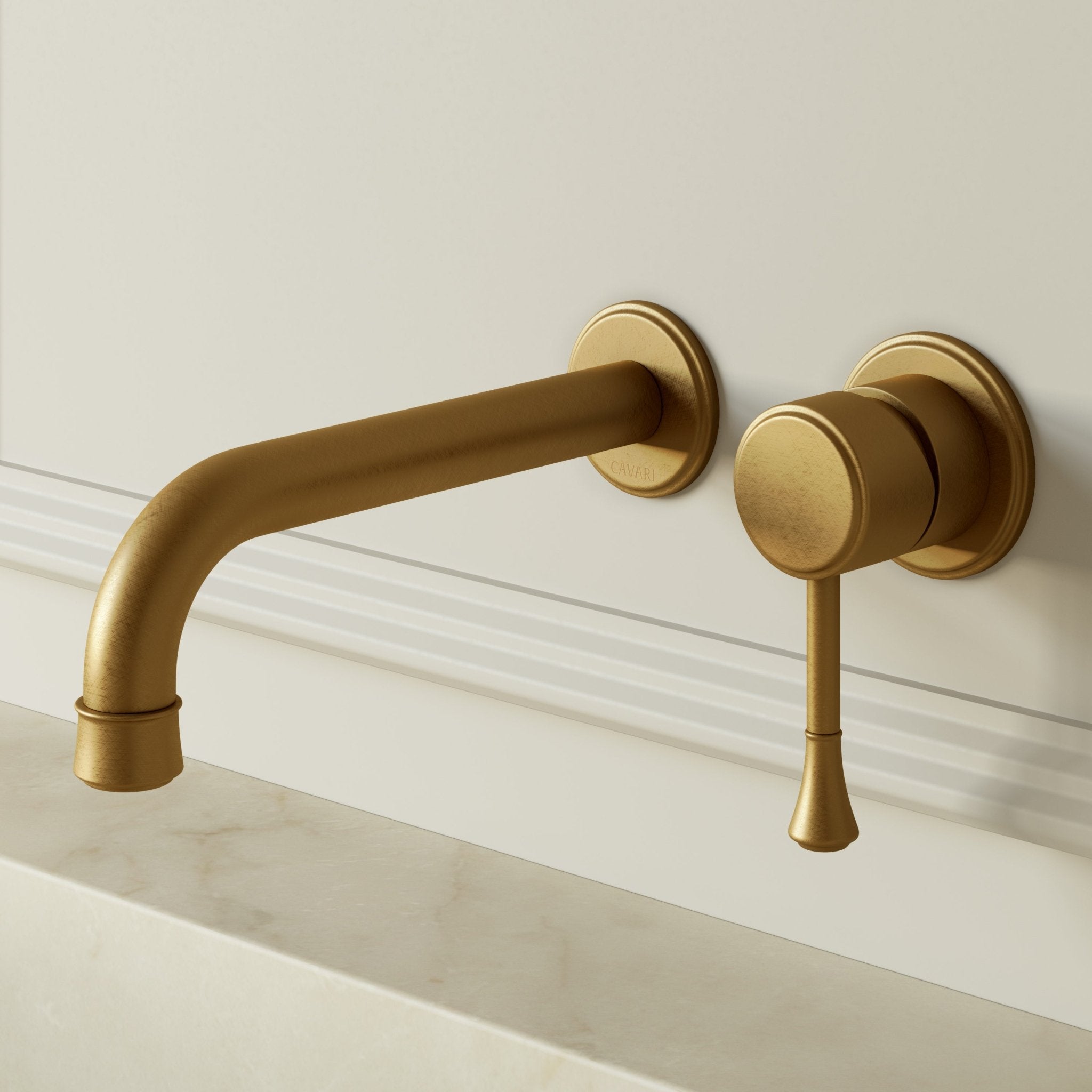 Image of Aurelian Long Spout Wall Mounted Basin Mixer Tap - Cavari