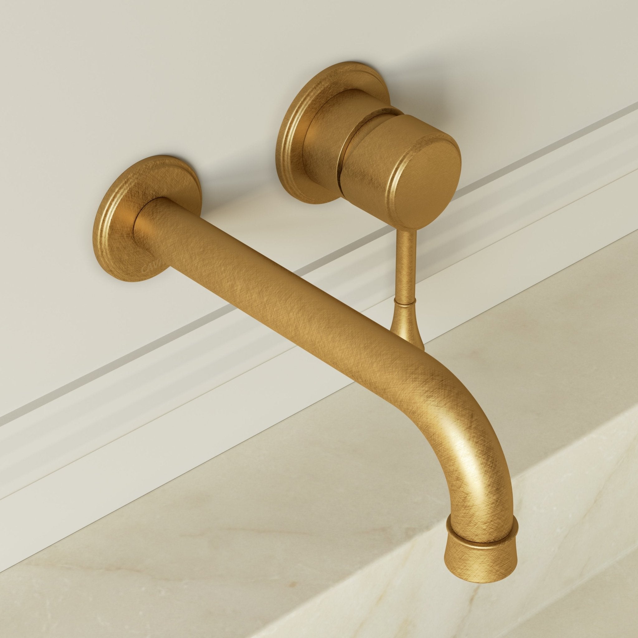 Image of Aurelian Long Spout Wall Mounted Basin Mixer Tap - Cavari