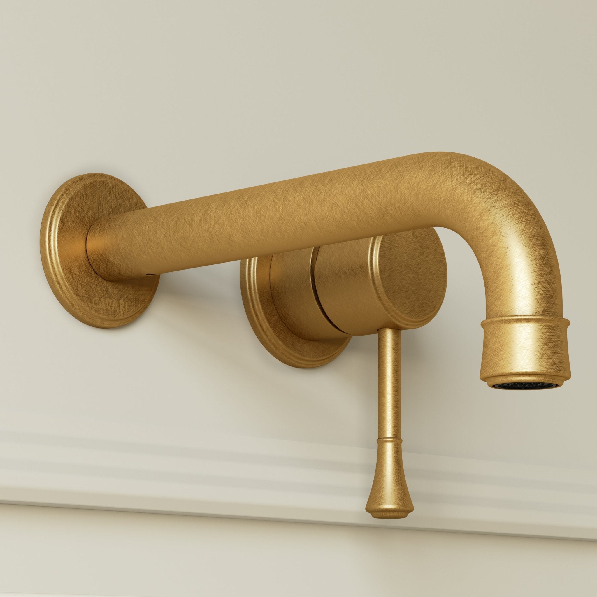 Image of Aurelian Long Spout Wall Mounted Basin Mixer Tap - Cavari