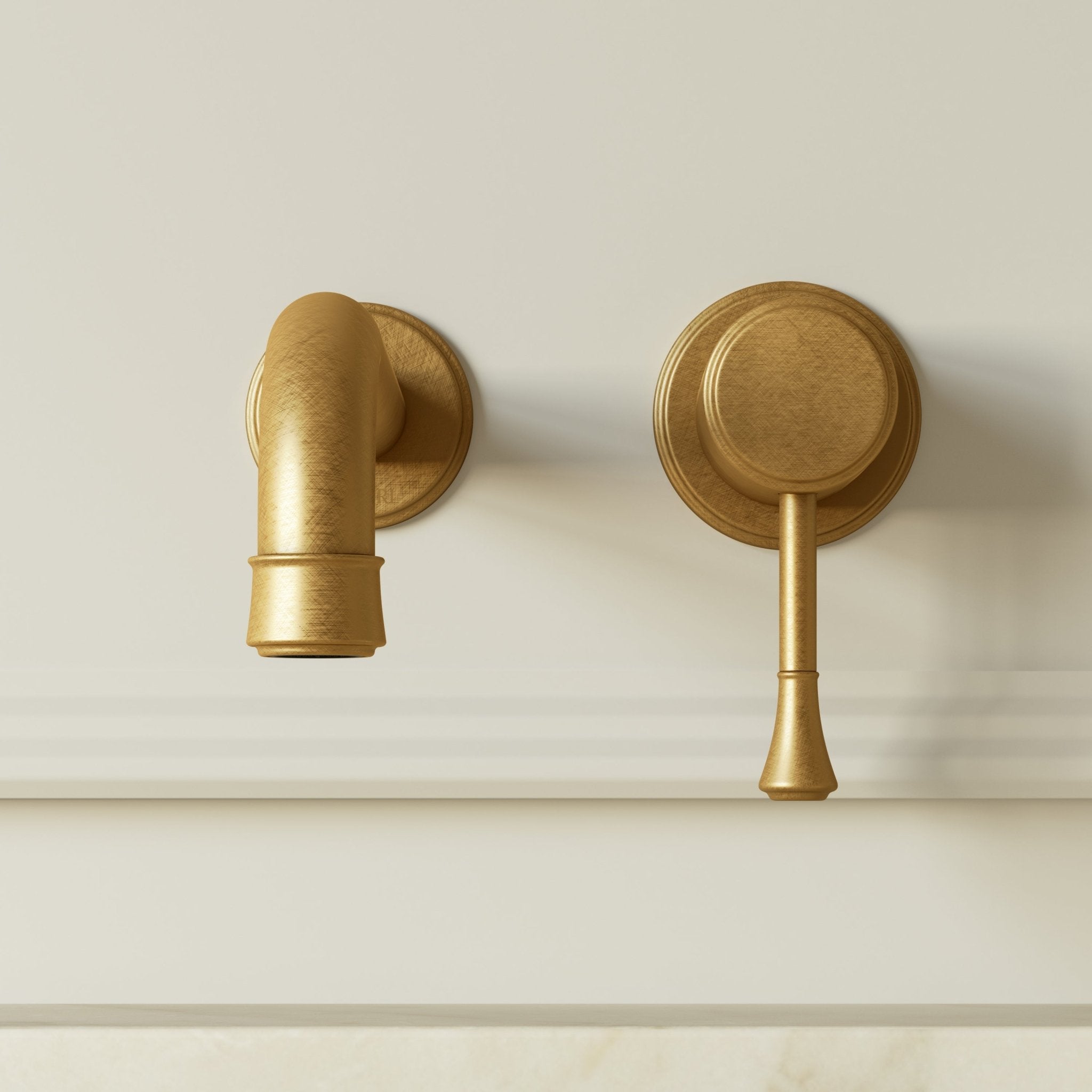 Image of Aurelian Long Spout Wall Mounted Basin Mixer Tap - Cavari