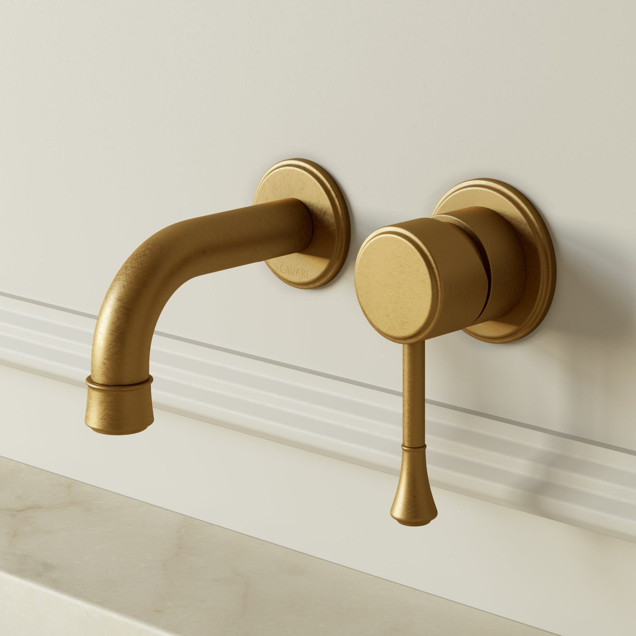 Image of Aurelian Short Spout Wall Mounted Basin Mixer Tap - Cavari