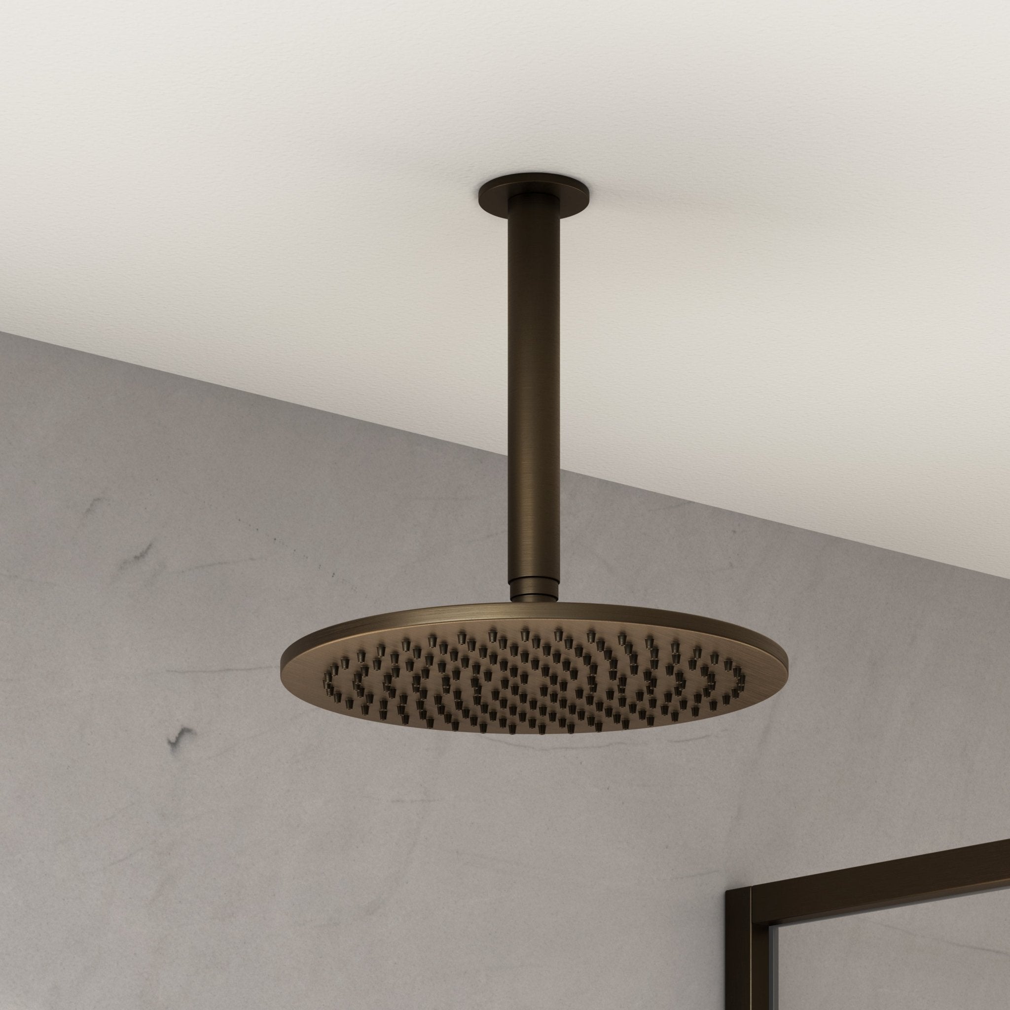 Image of Axiom 2-Way Thermostatic Shower Set – Ceiling Mounted Overhead & Square Hand Shower - Cavari