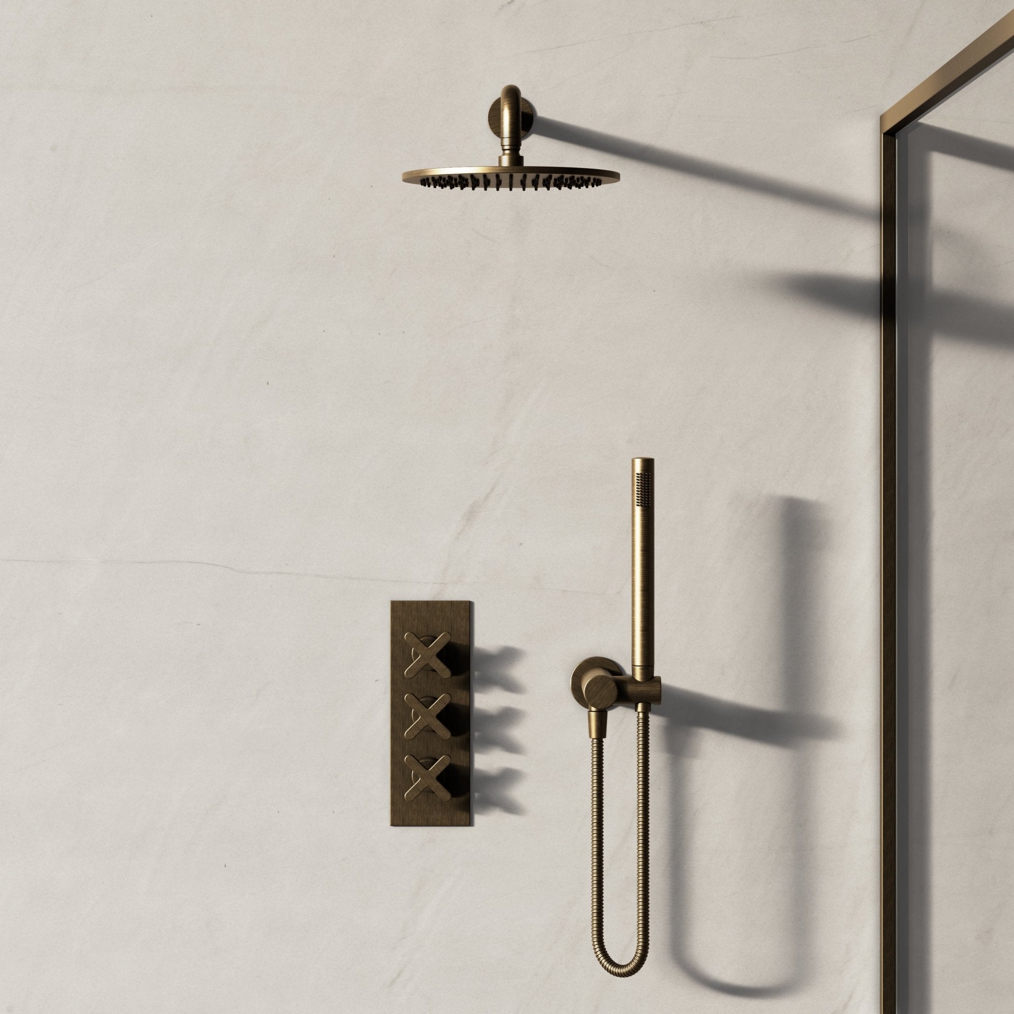 Image of Axiom 2-Way Thermostatic Shower Set – Overhead & Square Hand Shower - Cavari