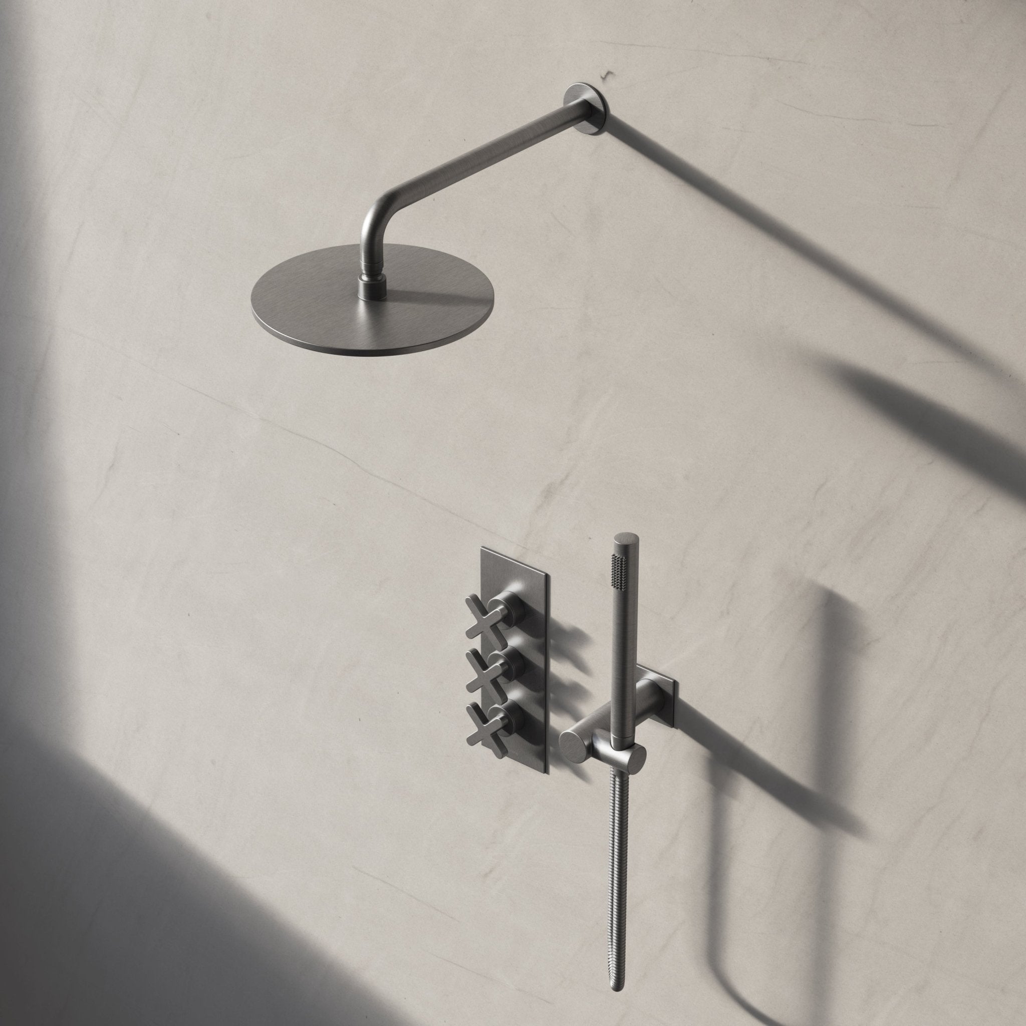 Image of Axiom 2-Way Thermostatic Shower Set – Overhead & Square Hand Shower - Cavari