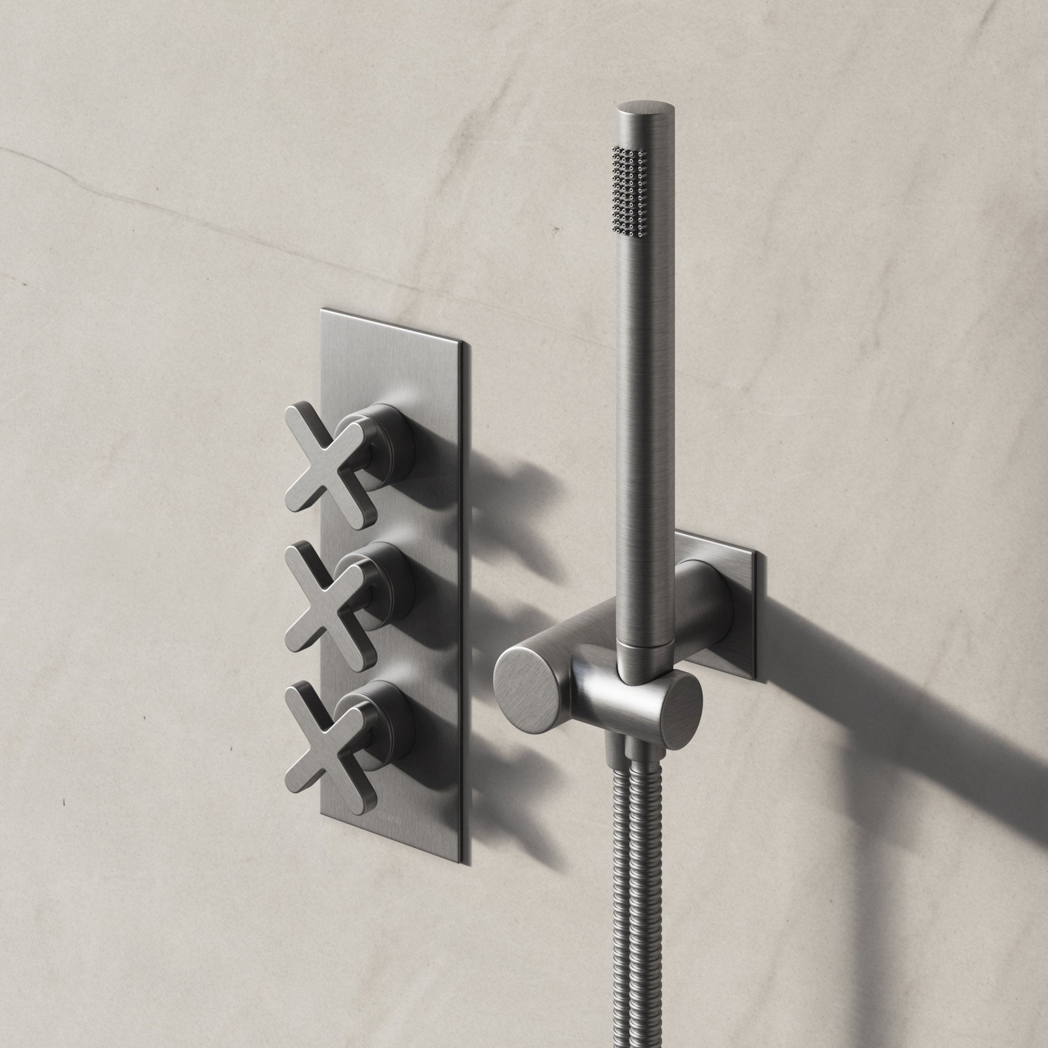 Image of Axiom 2-Way Thermostatic Shower Set – Overhead & Square Hand Shower - Cavari