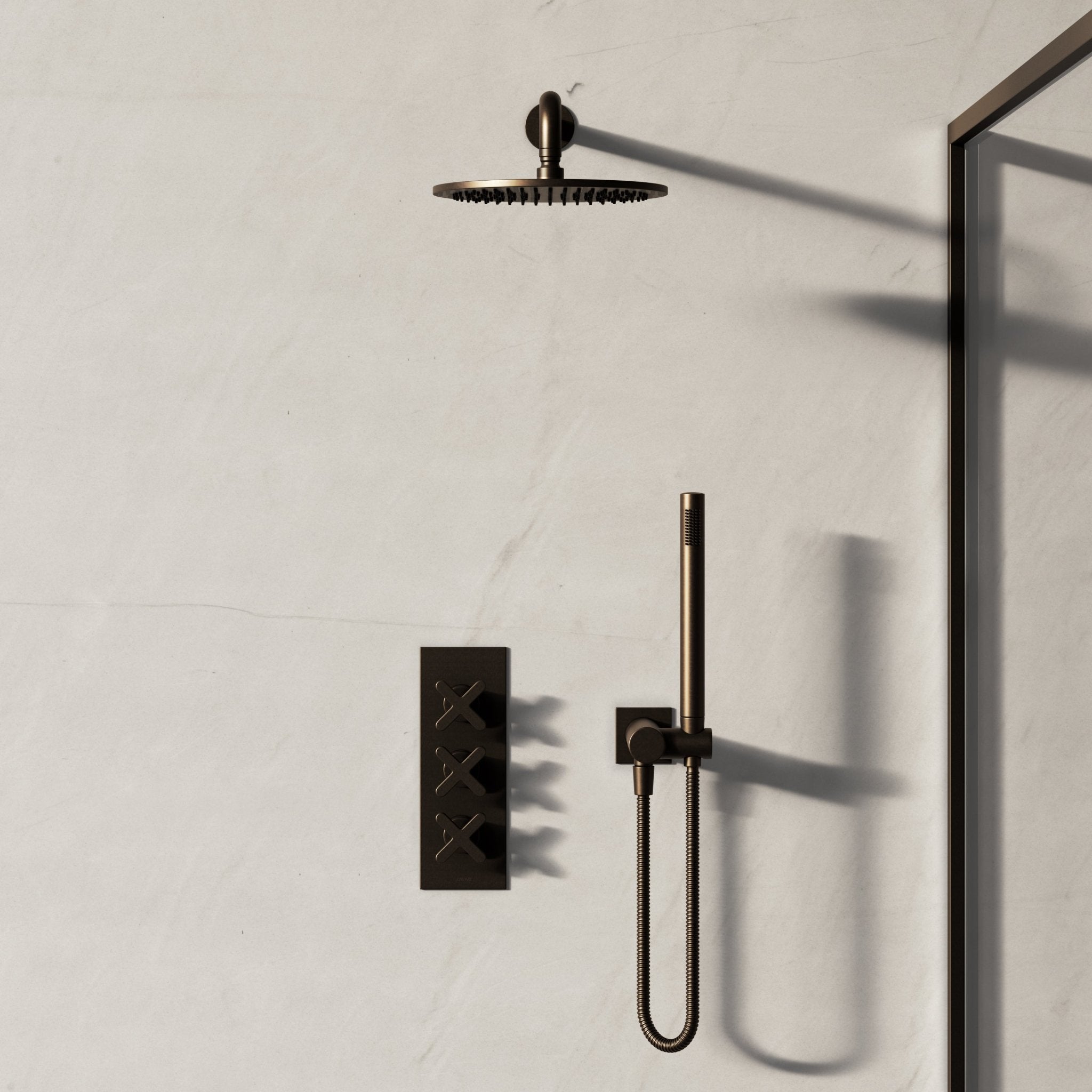 Image of Axiom 2-Way Thermostatic Shower Set – Overhead & Square Hand Shower - Cavari
